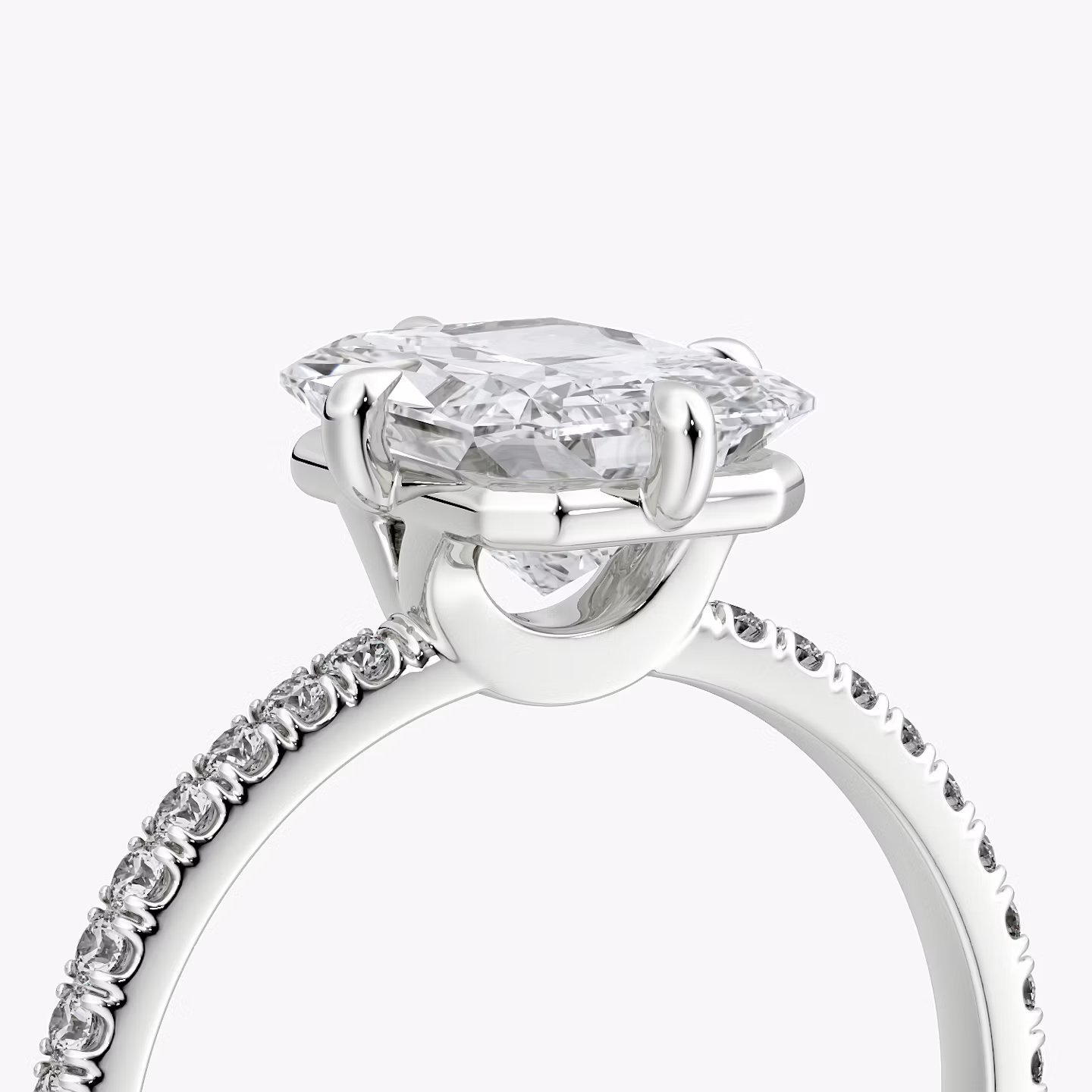 The Compass Solitaire | Radiant | 18k | White Gold | bandAccent: Pavé | diamondOrientation: vertical | caratWeight: other