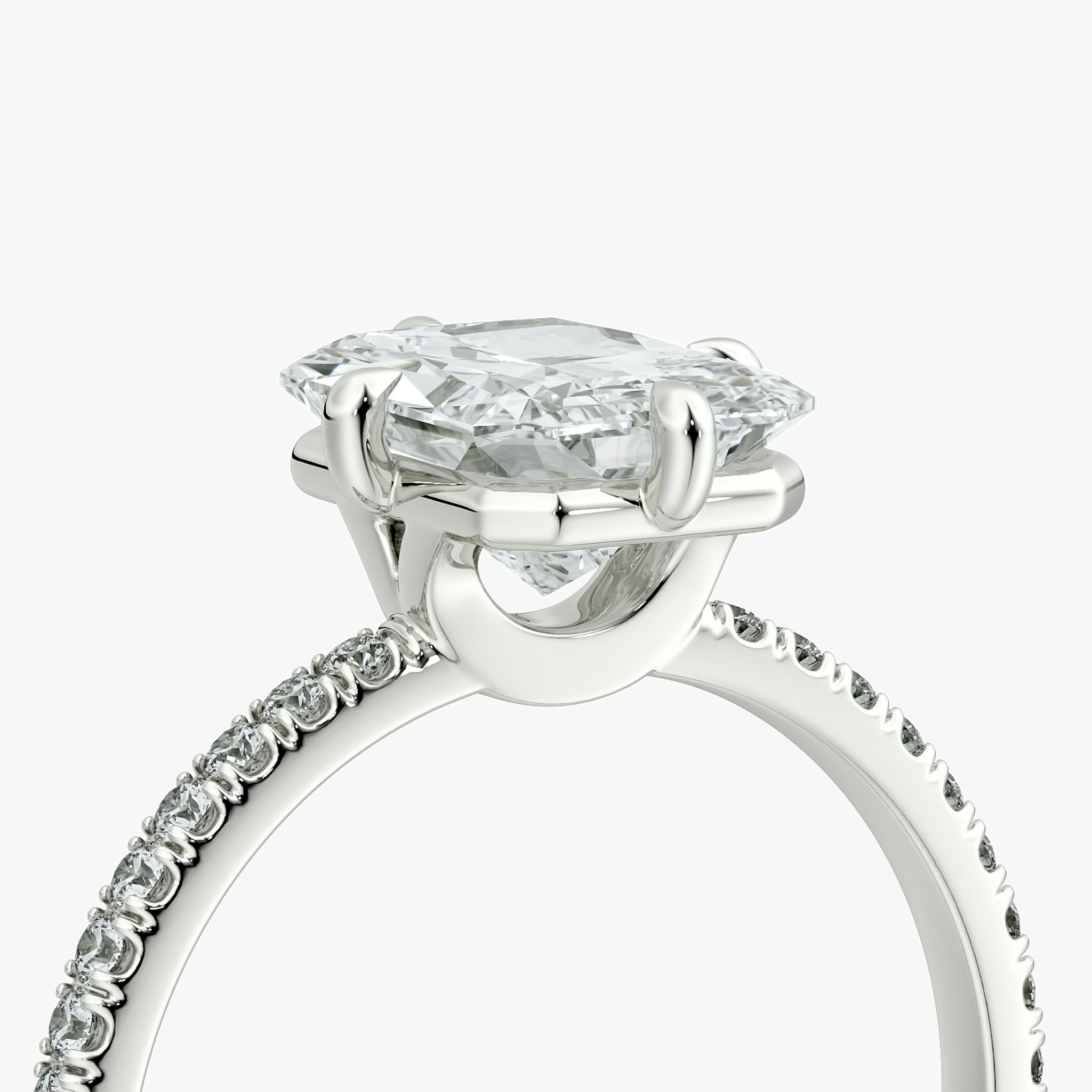 The Compass Solitaire | Radiant | Platinum | bandAccent: Pavé | diamondOrientation: vertical | caratWeight: other