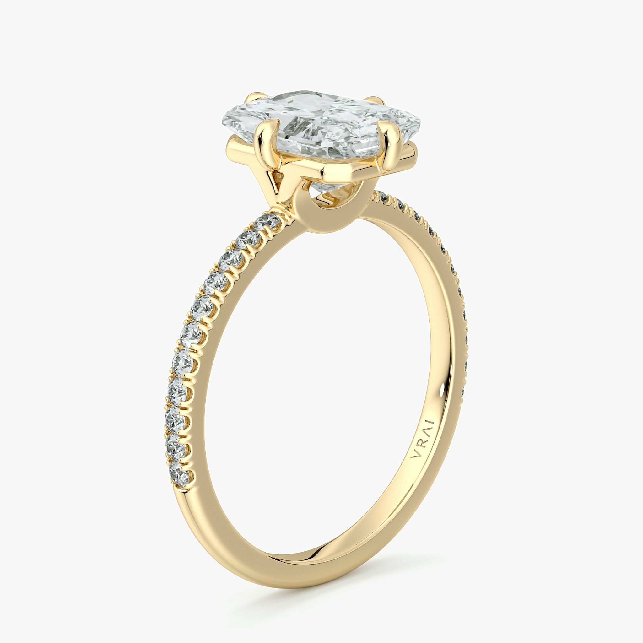 The Compass Solitaire | Radiant | 18k | Yellow Gold | bandAccent: Pavé | diamondOrientation: vertical | caratWeight: other