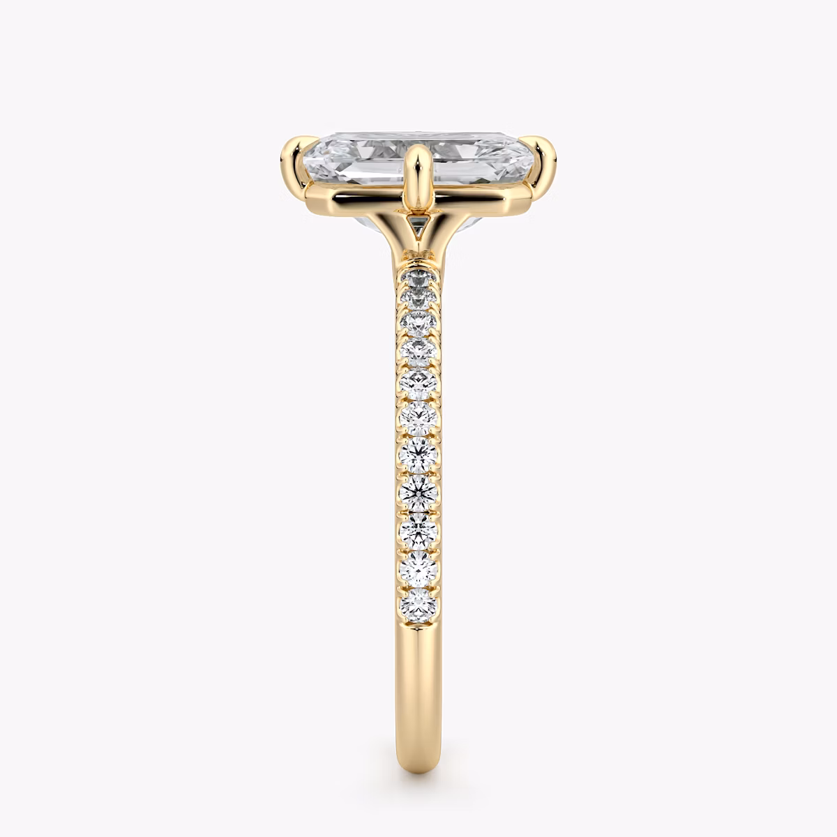 The Compass Solitaire | Radiant | 18k | Yellow Gold | bandAccent: Pavé | diamondOrientation: vertical | caratWeight: other