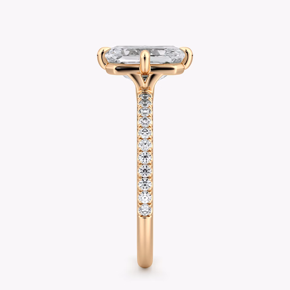 The Compass Solitaire | Radiant | 14k | Rose Gold | bandAccent: Pavé | diamondOrientation: vertical | caratWeight: other