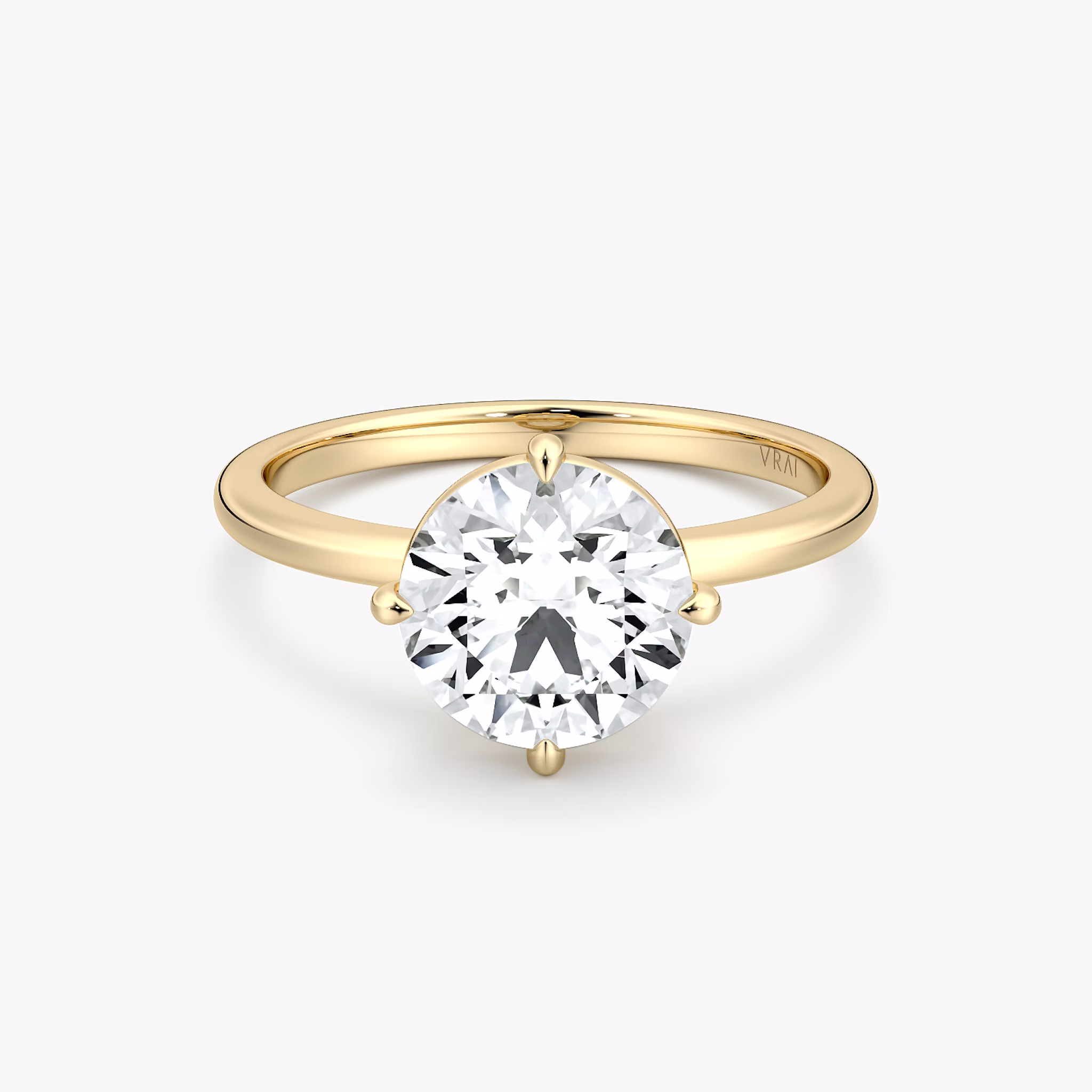 The Compass Solitaire | Round Brilliant | 18k | Yellow Gold | bandAccent: Plain | caratWeight: other | diamondOrientation: vertical