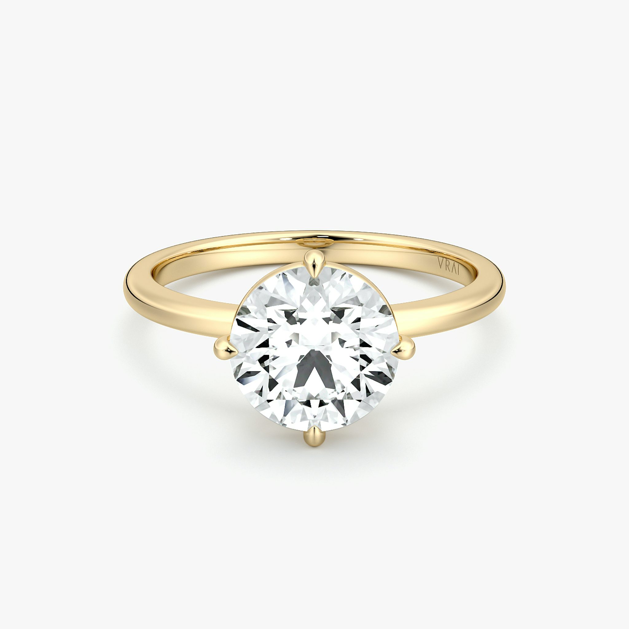 The Compass Solitaire | Round Brilliant | 18k | Yellow Gold | bandAccent: Plain | caratWeight: other | diamondOrientation: vertical