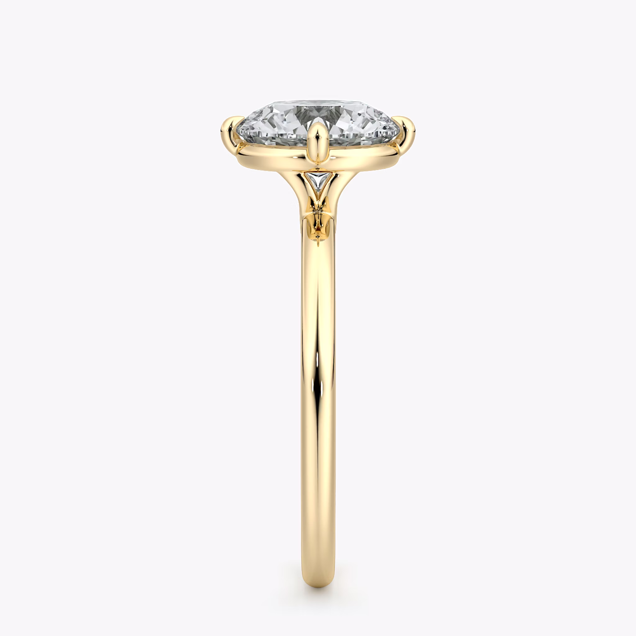The Compass Solitaire | Round Brilliant | 18k | Yellow Gold | bandAccent: Plain | caratWeight: other | diamondOrientation: vertical