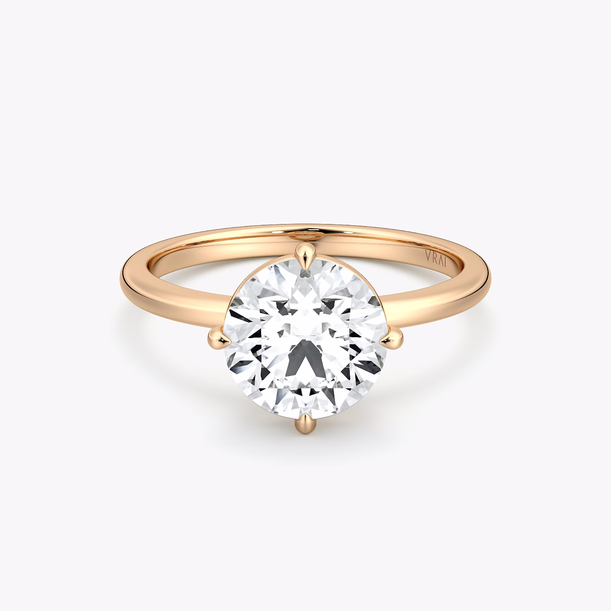 The Compass Solitaire | Round Brilliant | 14k | Rose Gold | bandAccent: Plain | caratWeight: other | diamondOrientation: vertical