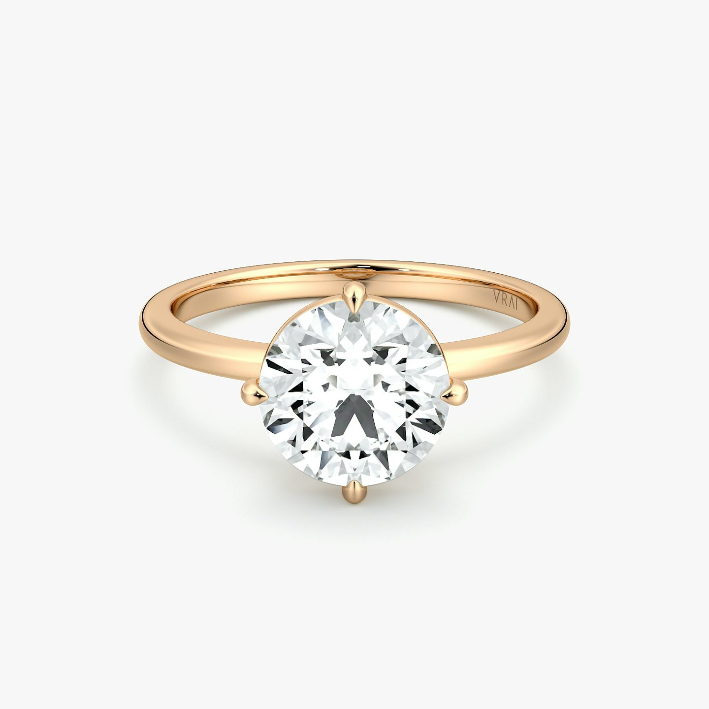 The Compass Solitaire | Round Brilliant | 14k | Rose Gold | bandAccent: Plain | caratWeight: other | diamondOrientation: vertical