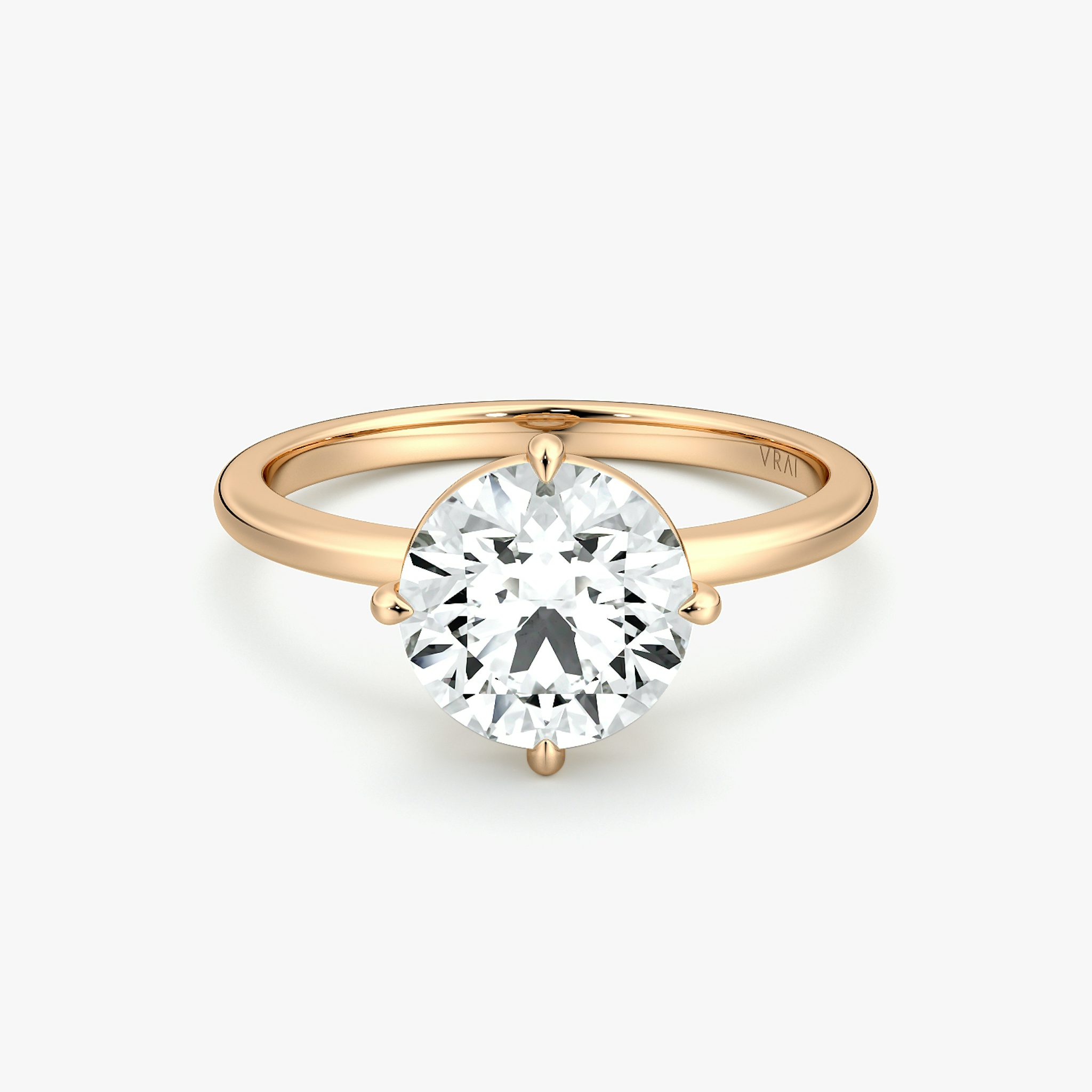 The Compass Solitaire | Round Brilliant | 14k | Rose Gold | bandAccent: Plain | caratWeight: other | diamondOrientation: vertical
