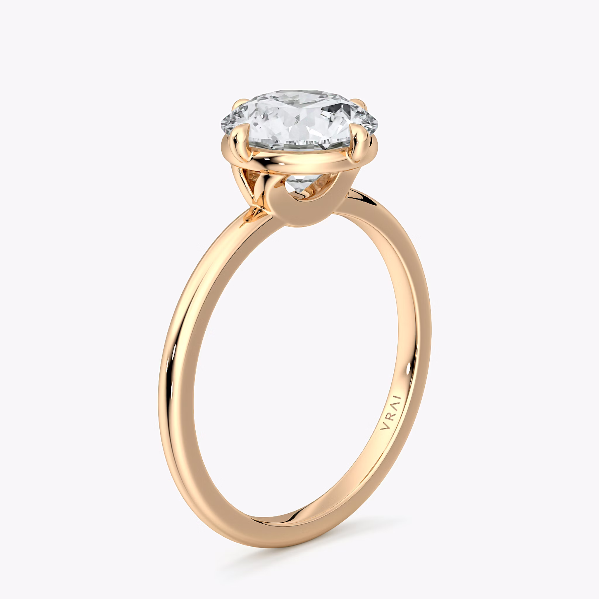 The Compass Solitaire | Round Brilliant | 14k | Rose Gold | bandAccent: Plain | caratWeight: other | diamondOrientation: vertical