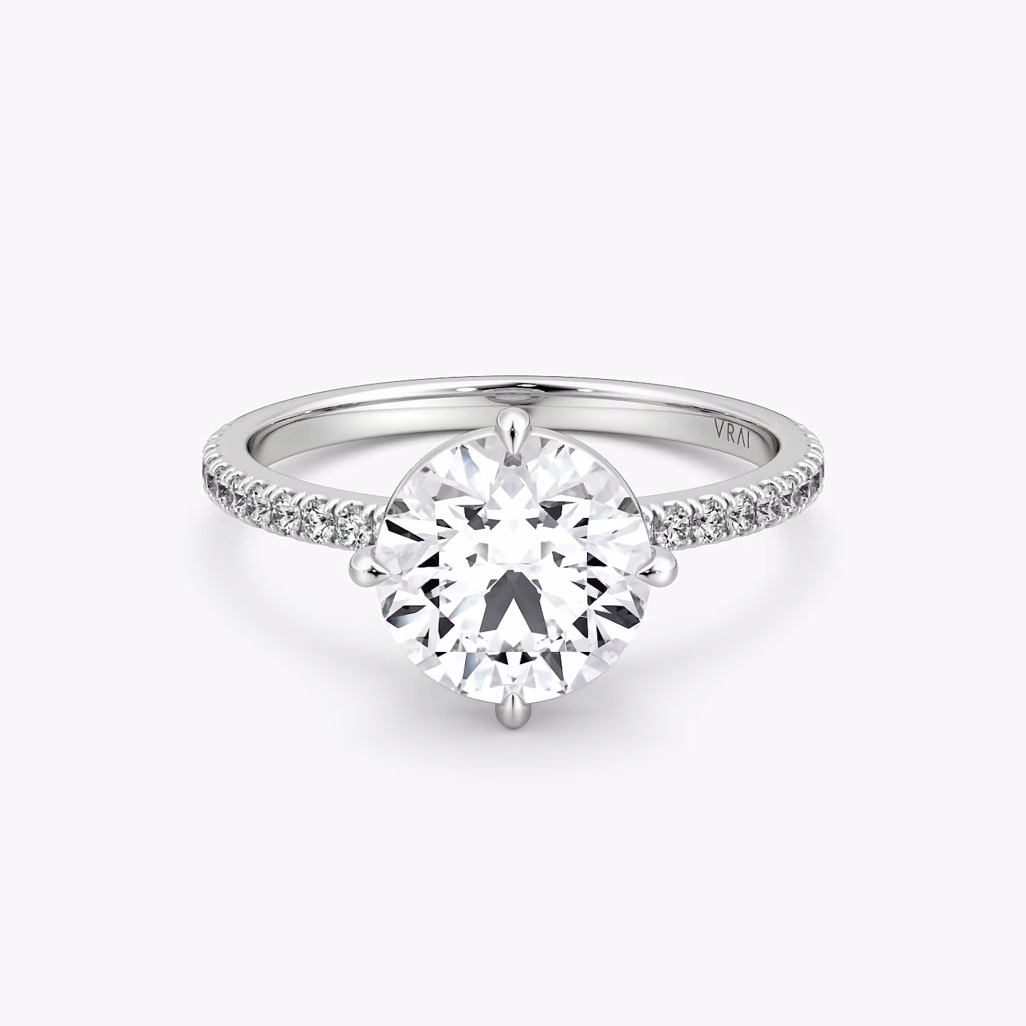 The Compass Solitaire | Round Brilliant | Platinum | bandAccent: Pavé | caratWeight: 1.0ct | diamondOrientation: vertical