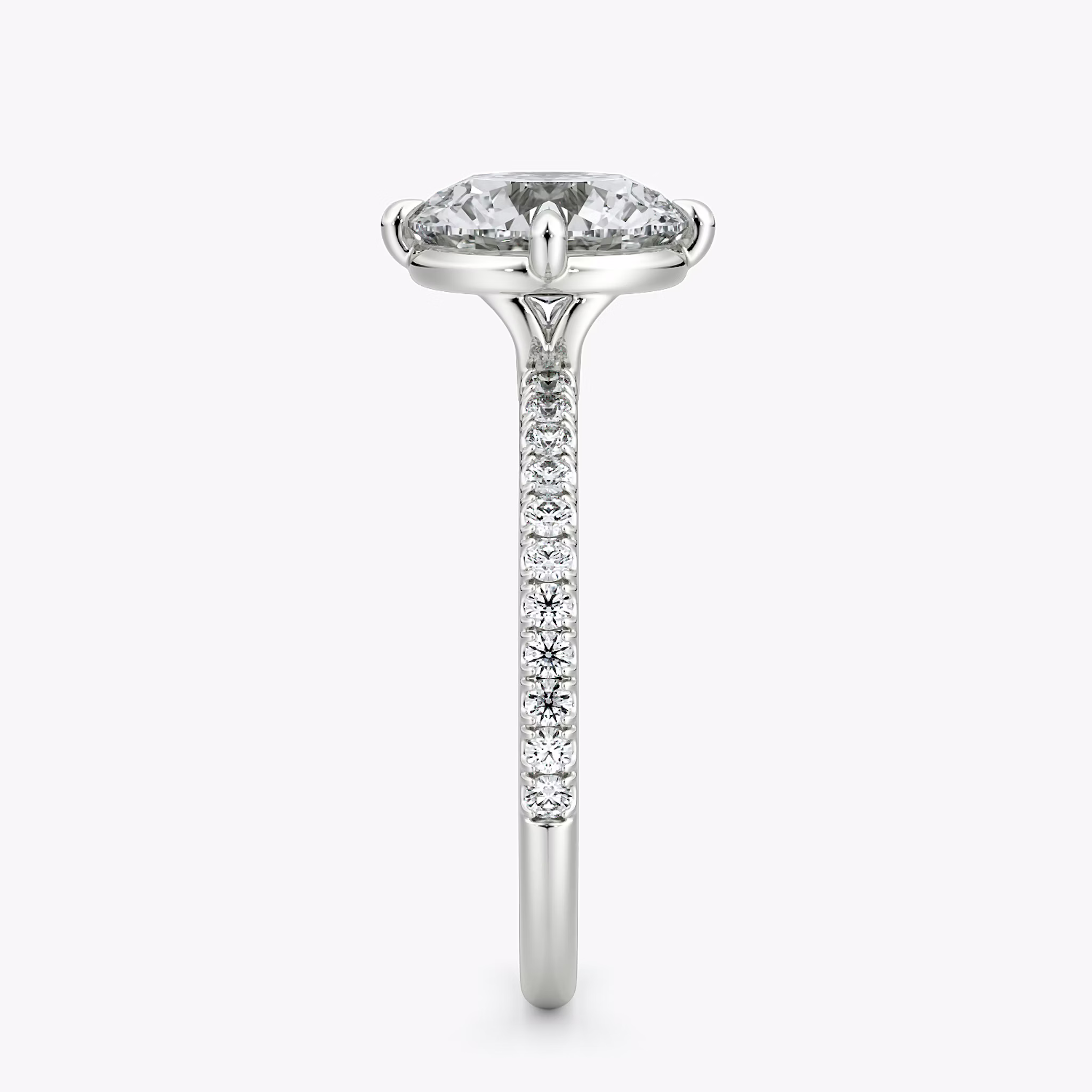 The Compass Solitaire | Round Brilliant | Platinum | bandAccent: Pavé | caratWeight: 2.0ct | diamondOrientation: vertical