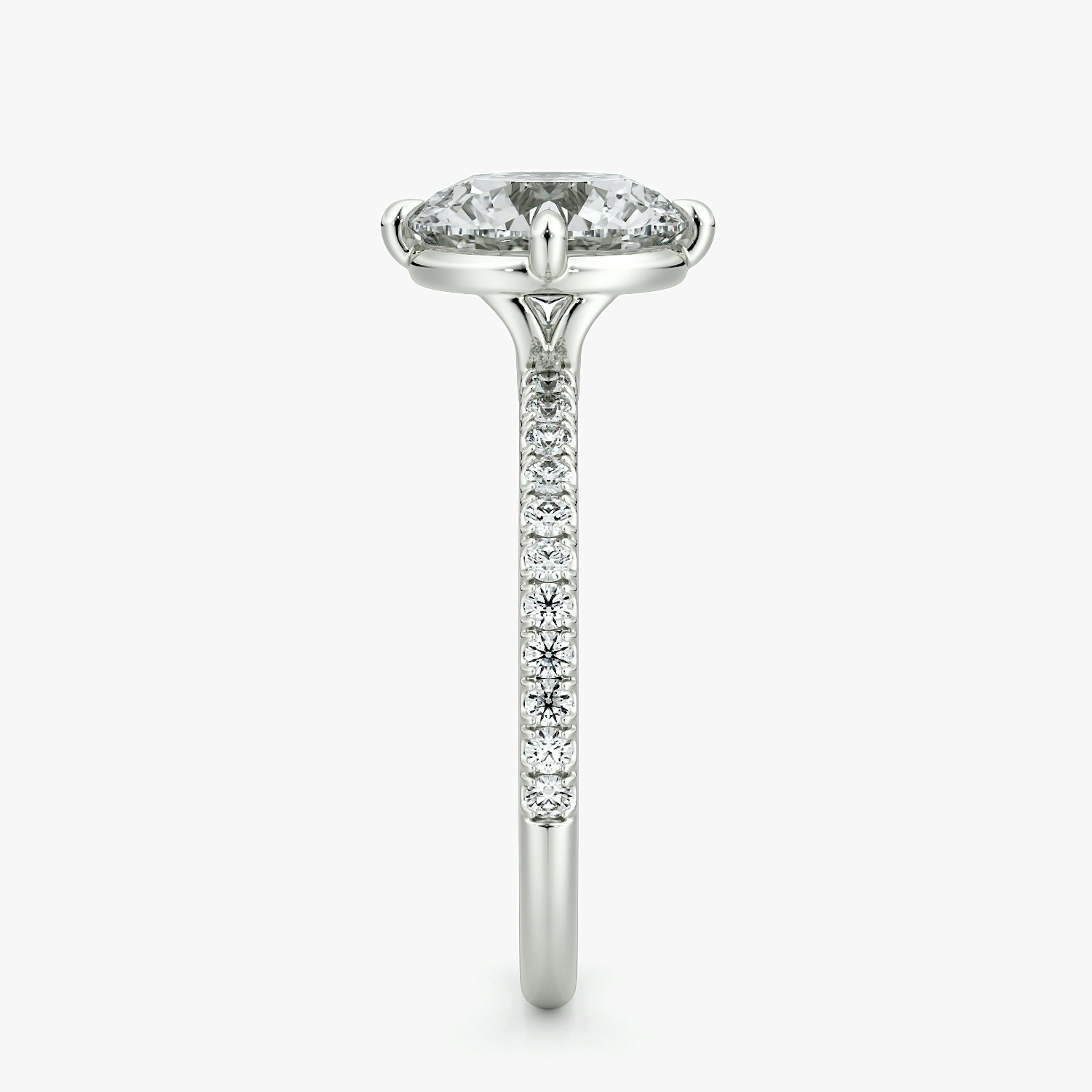 The Compass Solitaire | Round Brilliant | Platinum | bandAccent: Pavé | caratWeight: 2.0ct | diamondOrientation: vertical
