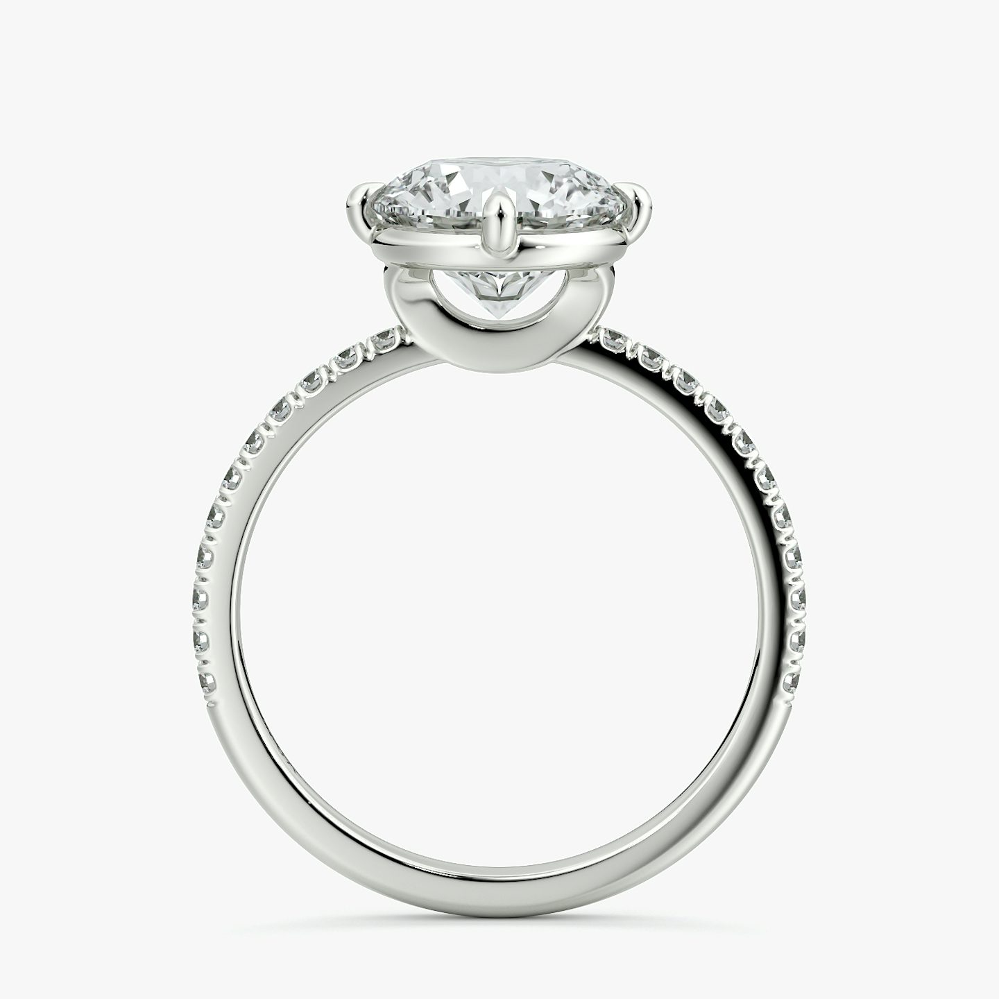 The Compass Solitaire | Round Brilliant | Platinum | bandAccent: Pavé | caratWeight: 1.0ct | diamondOrientation: vertical