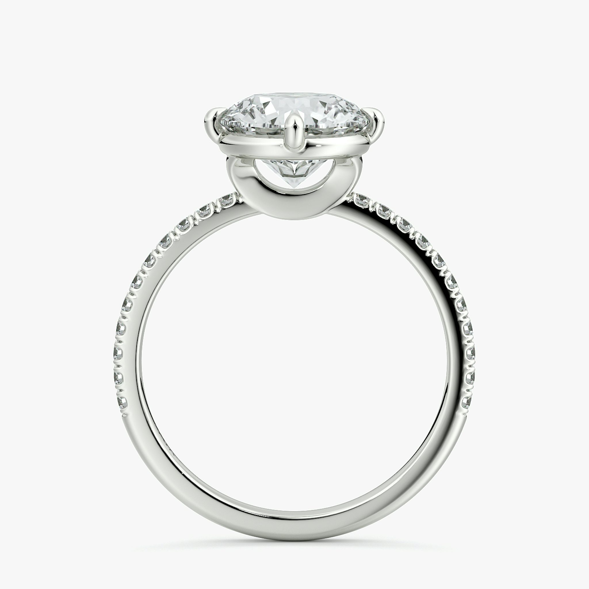 The Compass Solitaire | Round Brilliant | Platinum | bandAccent: Pavé | caratWeight: 2.0ct | diamondOrientation: vertical