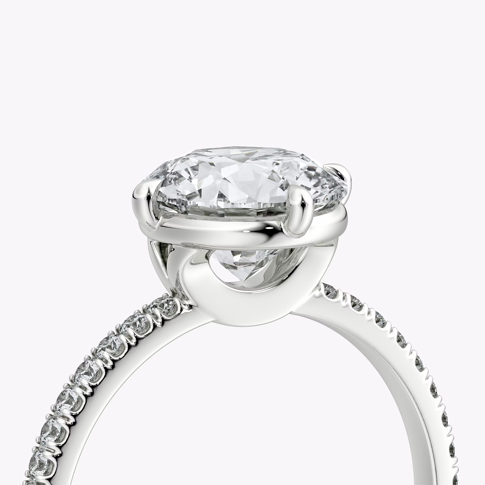 The Compass Solitaire | Round Brilliant | Platinum | bandAccent: Pavé | caratWeight: 2.0ct | diamondOrientation: vertical