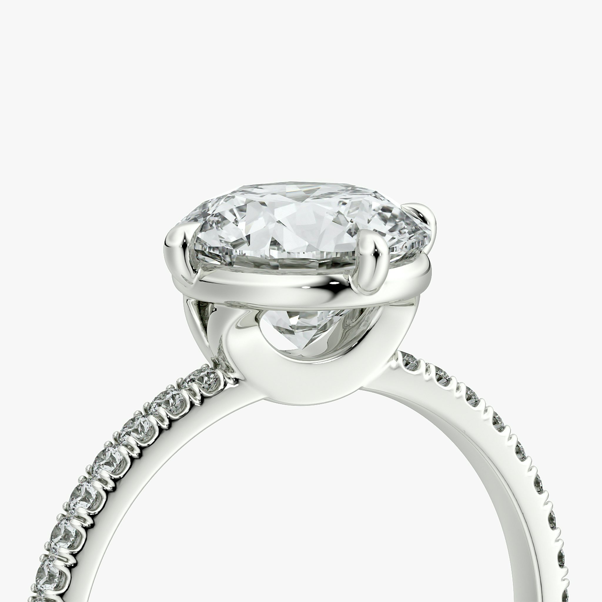 The Compass Solitaire | Round Brilliant | Platinum | bandAccent: Pavé | caratWeight: 2.0ct | diamondOrientation: vertical