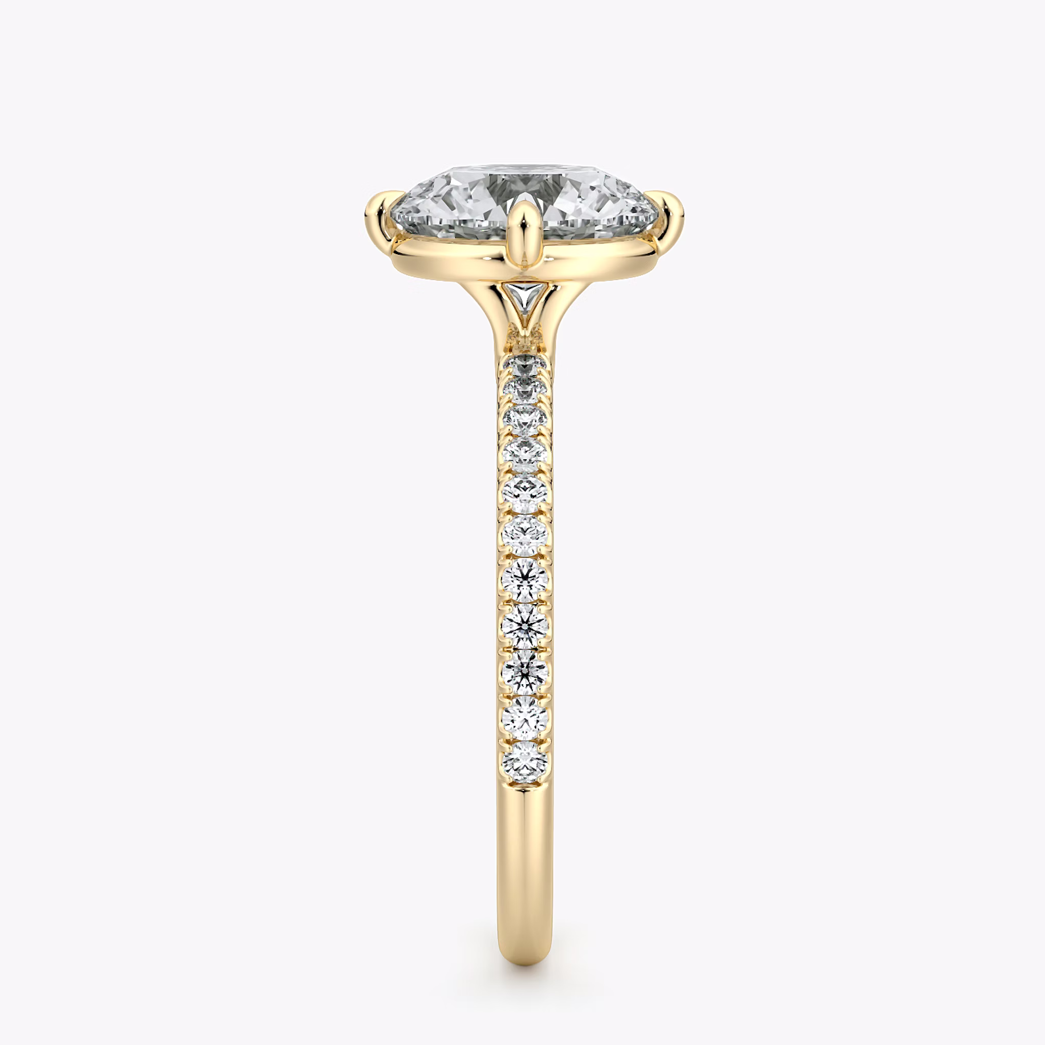 The Compass Solitaire | Round Brilliant | 18k | Yellow Gold | bandAccent: Pavé | caratWeight: other | diamondOrientation: vertical