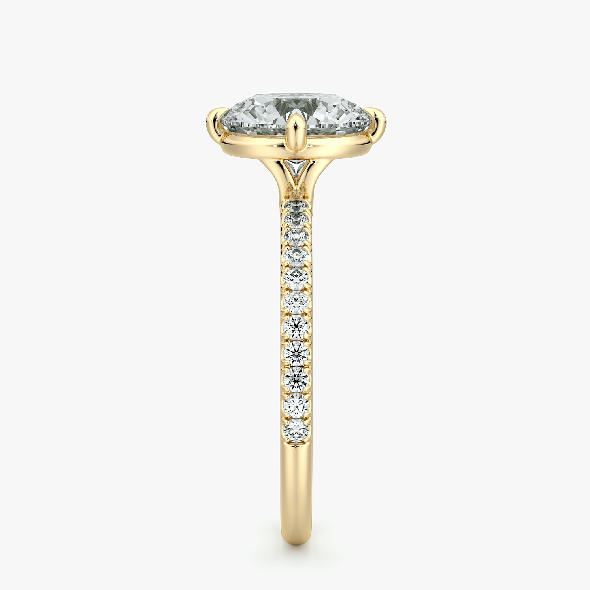 The Compass Solitaire | Round Brilliant | 18k | Yellow Gold | bandAccent: Pavé | caratWeight: other | diamondOrientation: vertical