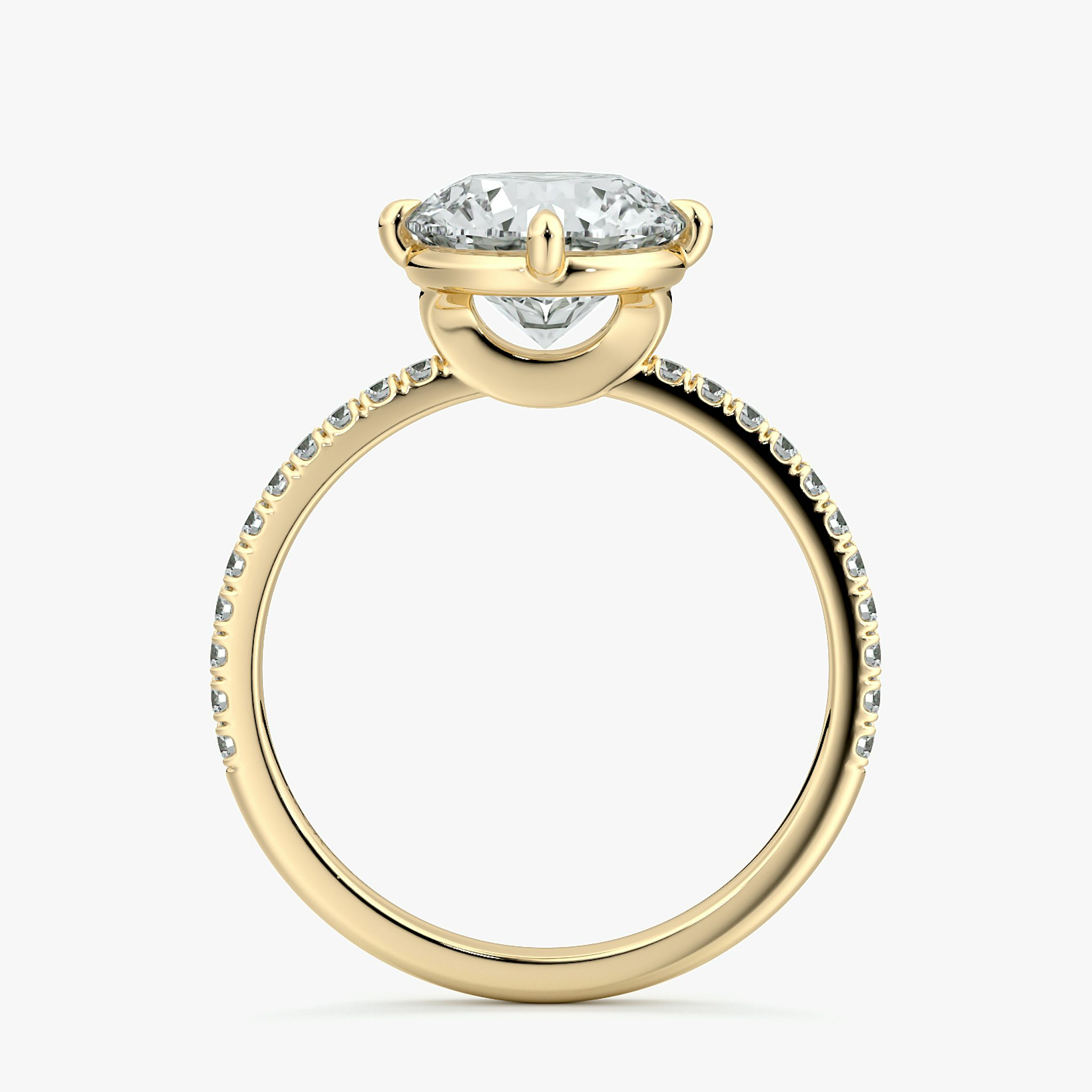 The Compass Solitaire | Round Brilliant | 18k | Yellow Gold | bandAccent: Pavé | caratWeight: other | diamondOrientation: vertical