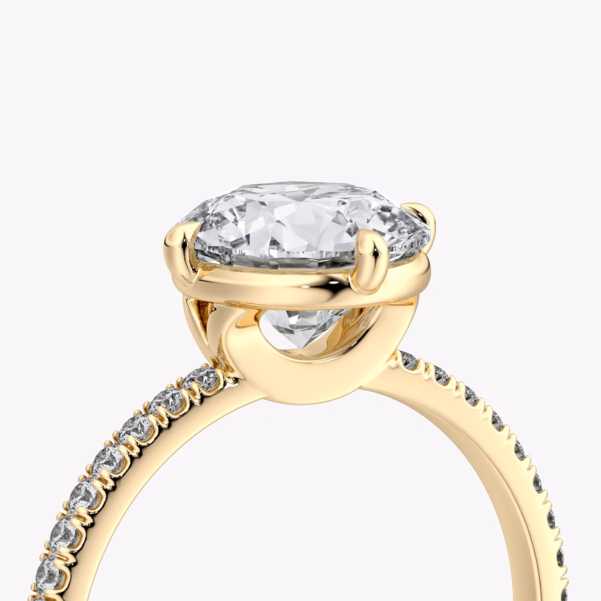 The Compass Solitaire | Round Brilliant | 18k | Yellow Gold | bandAccent: Pavé | caratWeight: 2.0ct | diamondOrientation: vertical