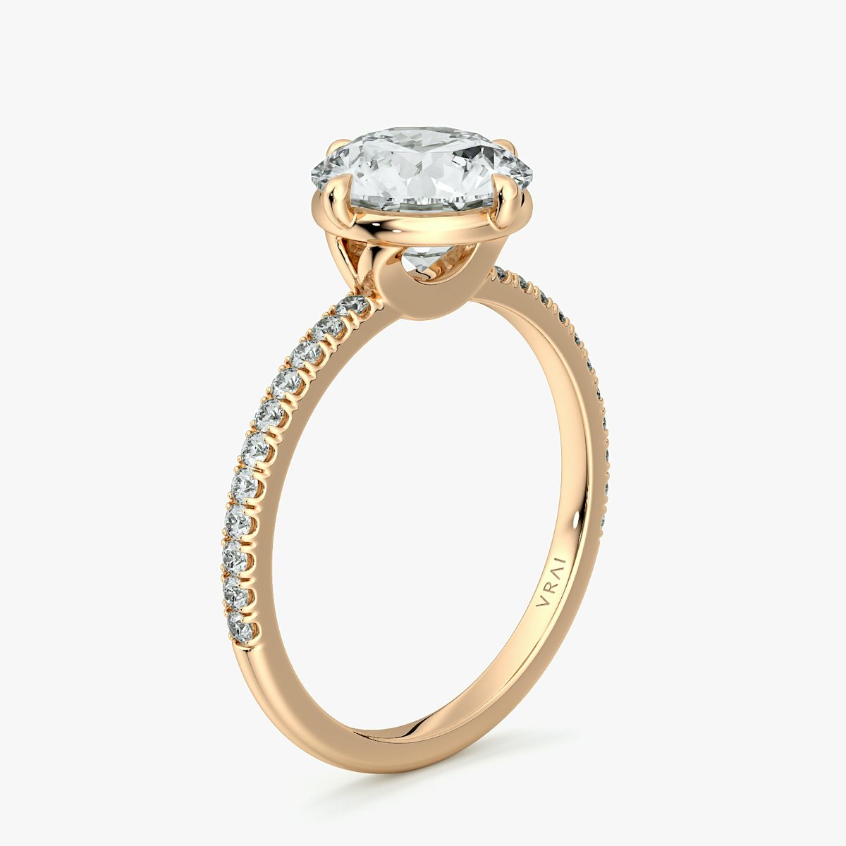 The Compass Solitaire Round Brilliant Engagement Ring | Pavé Band ...