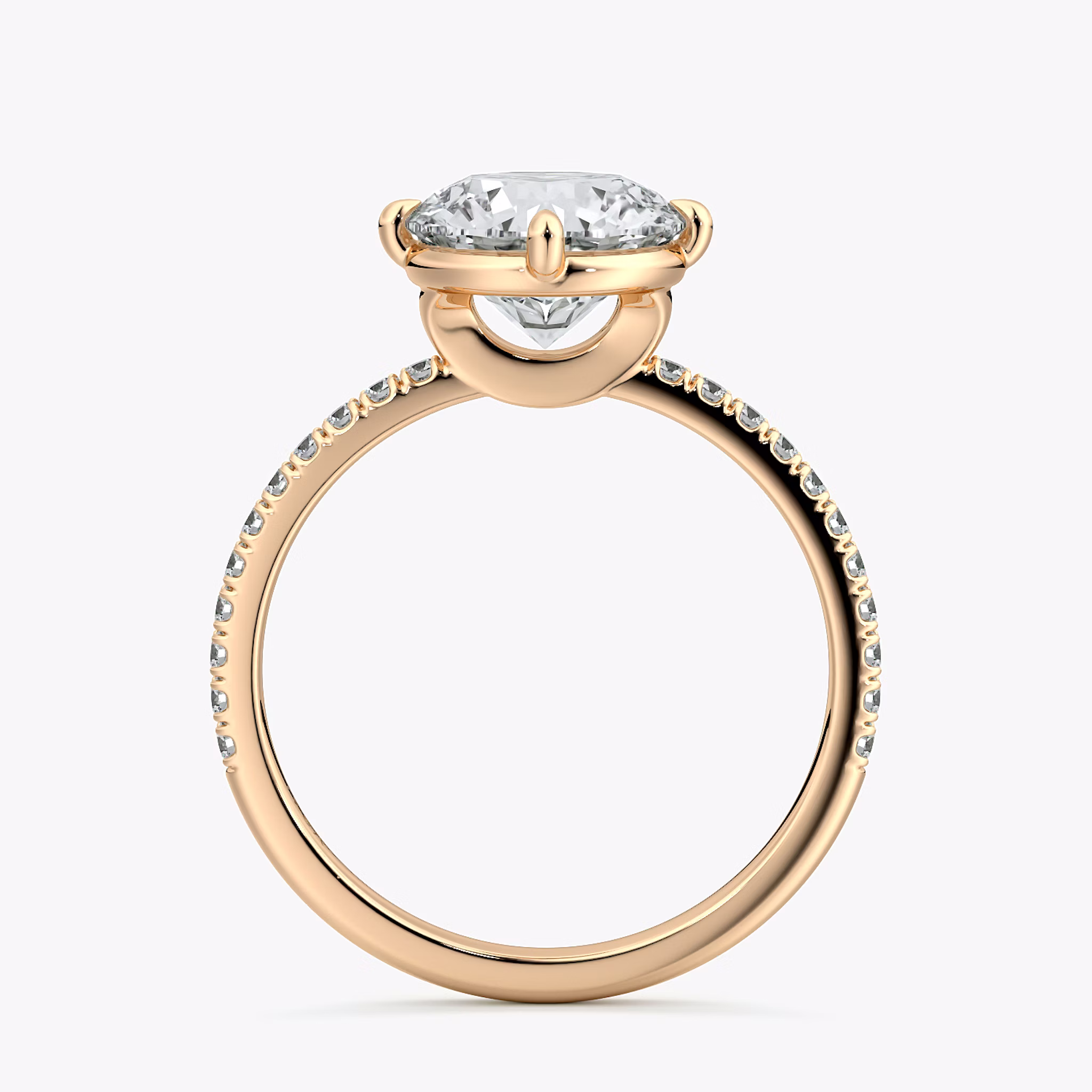 The Compass Solitaire | Round Brilliant | 14k | Rose Gold | bandAccent: Pavé | caratWeight: other | diamondOrientation: vertical
