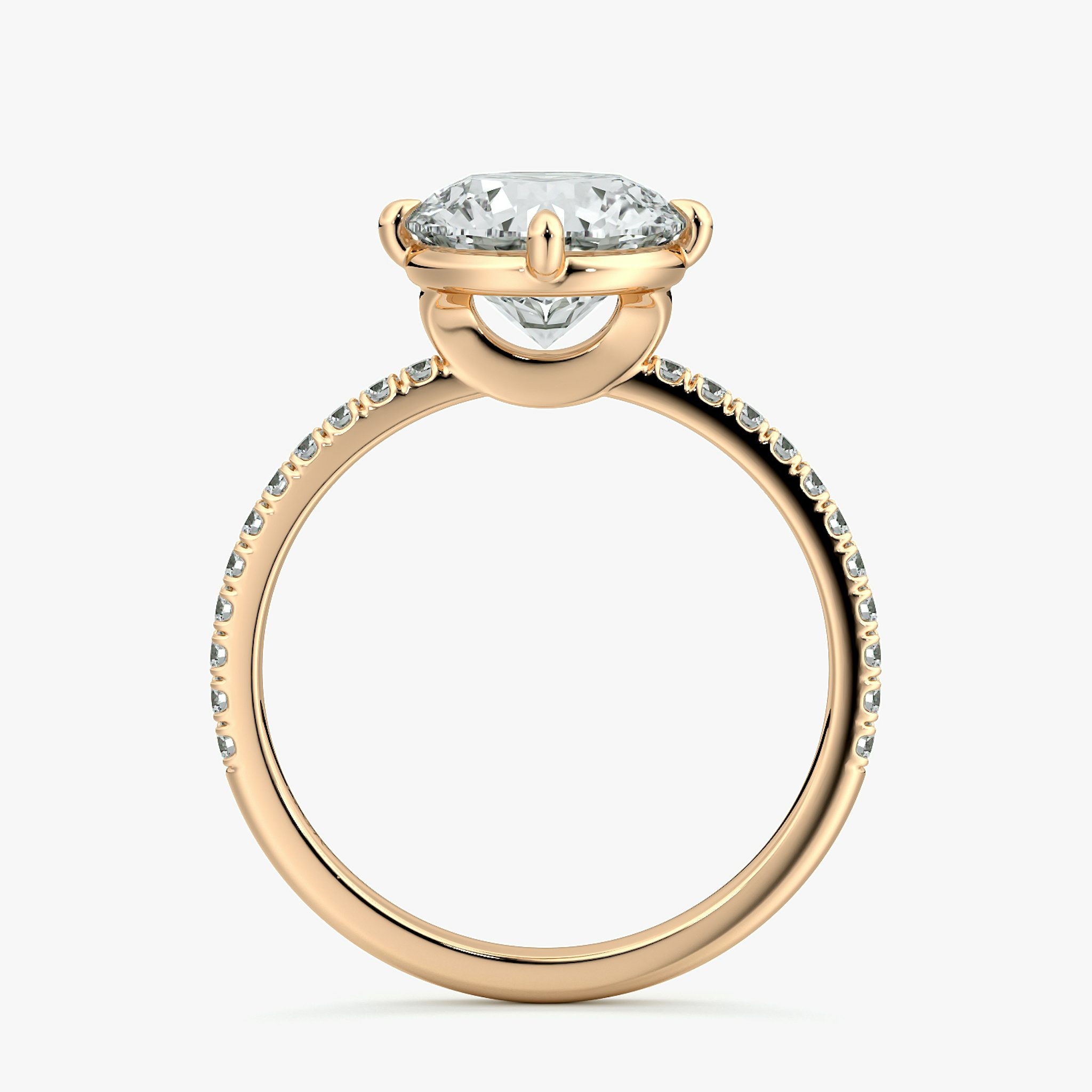 The Compass Solitaire | Round Brilliant | 14k | Rose Gold | bandAccent: Pavé | caratWeight: other | diamondOrientation: vertical