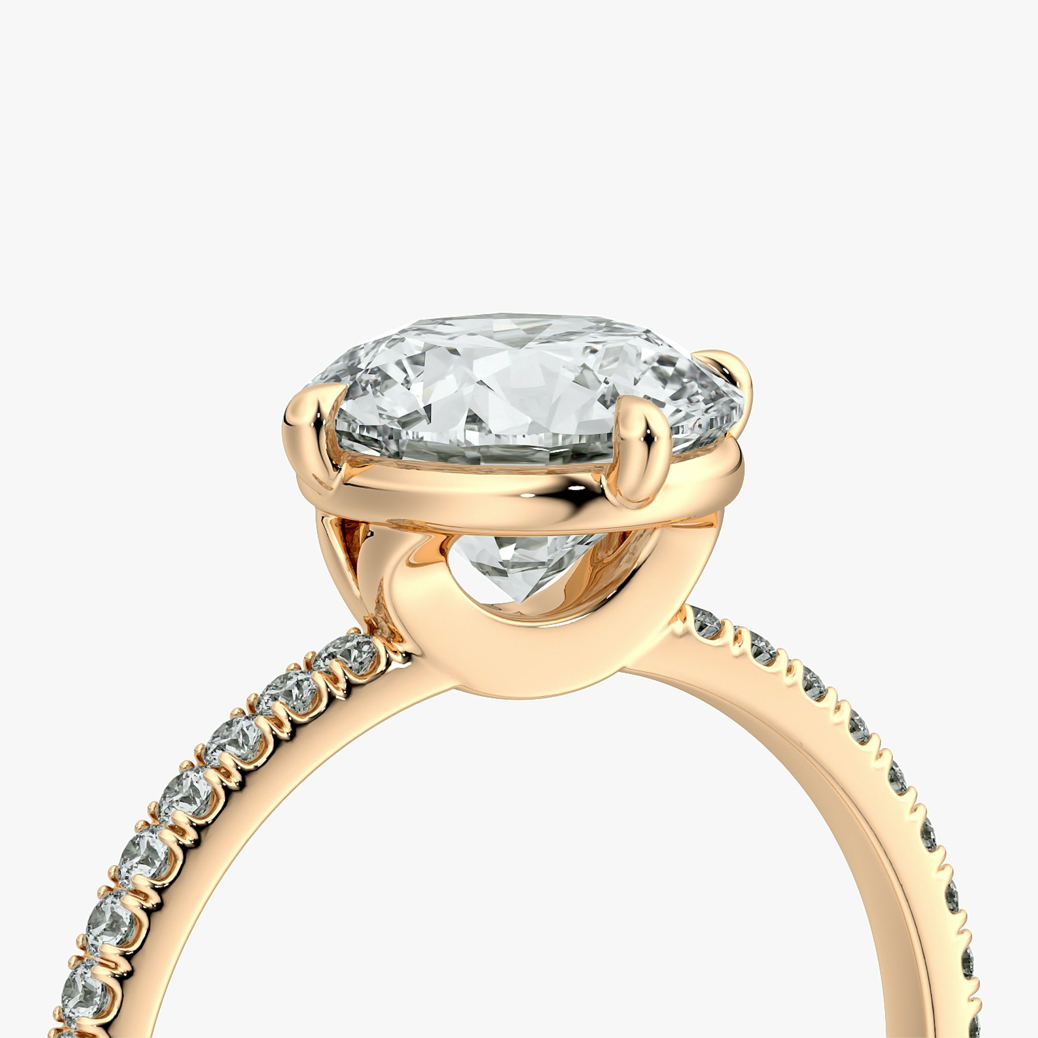 The Compass Solitaire | Round Brilliant | 14k | Rose Gold | bandAccent: Pavé | caratWeight: other | diamondOrientation: vertical