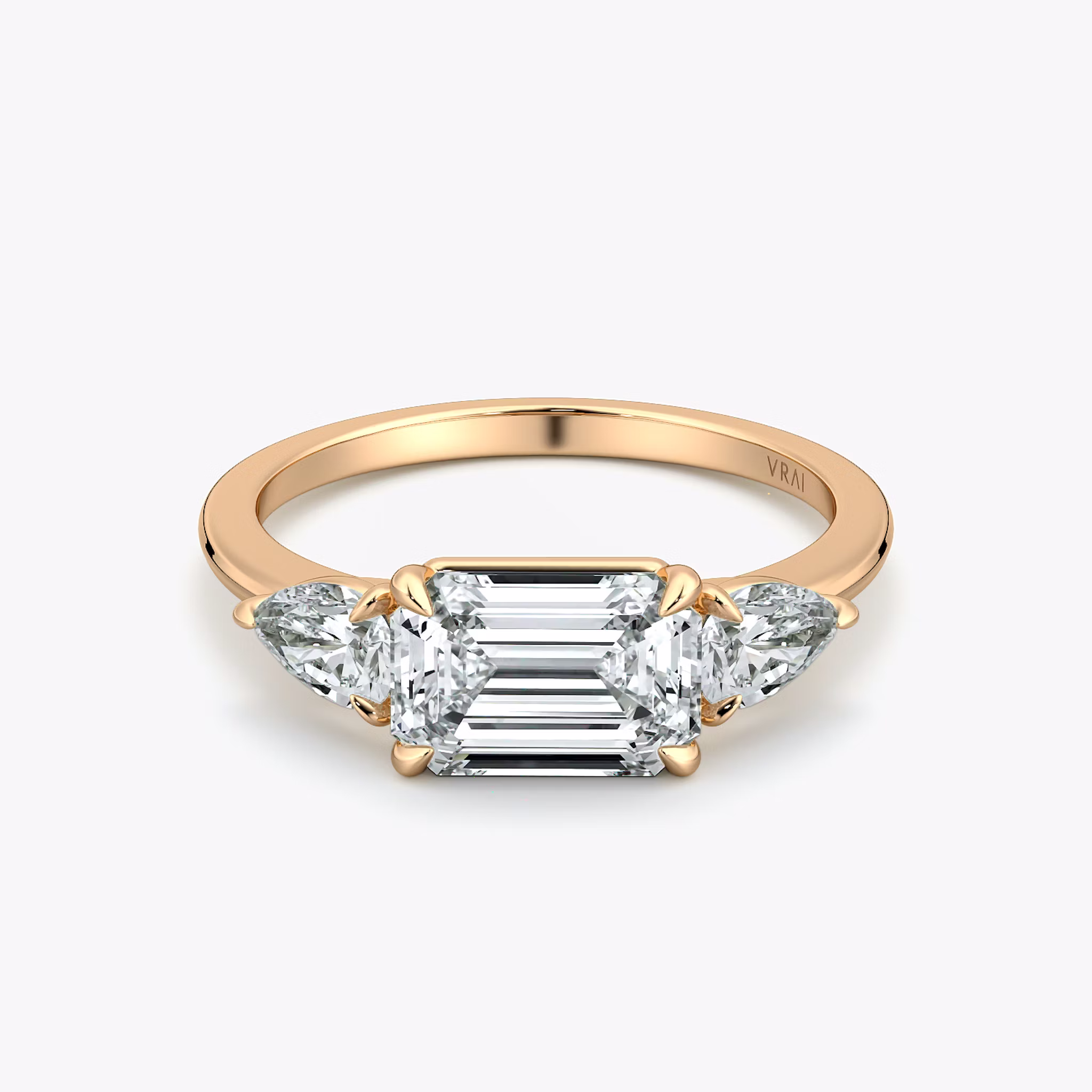 The Three Stone Emerald | Rose Gold