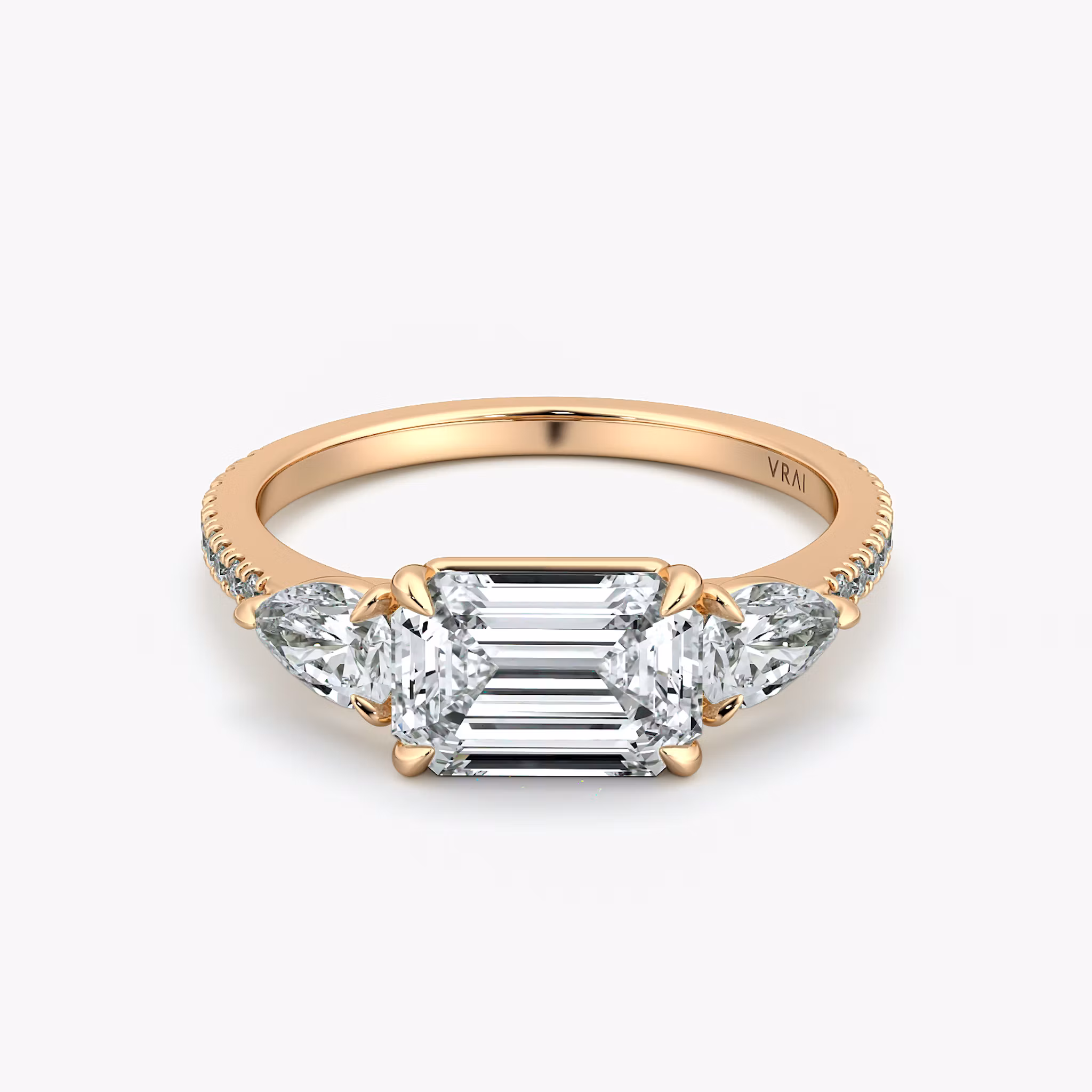 Three Stone Emerald | Rose Gold