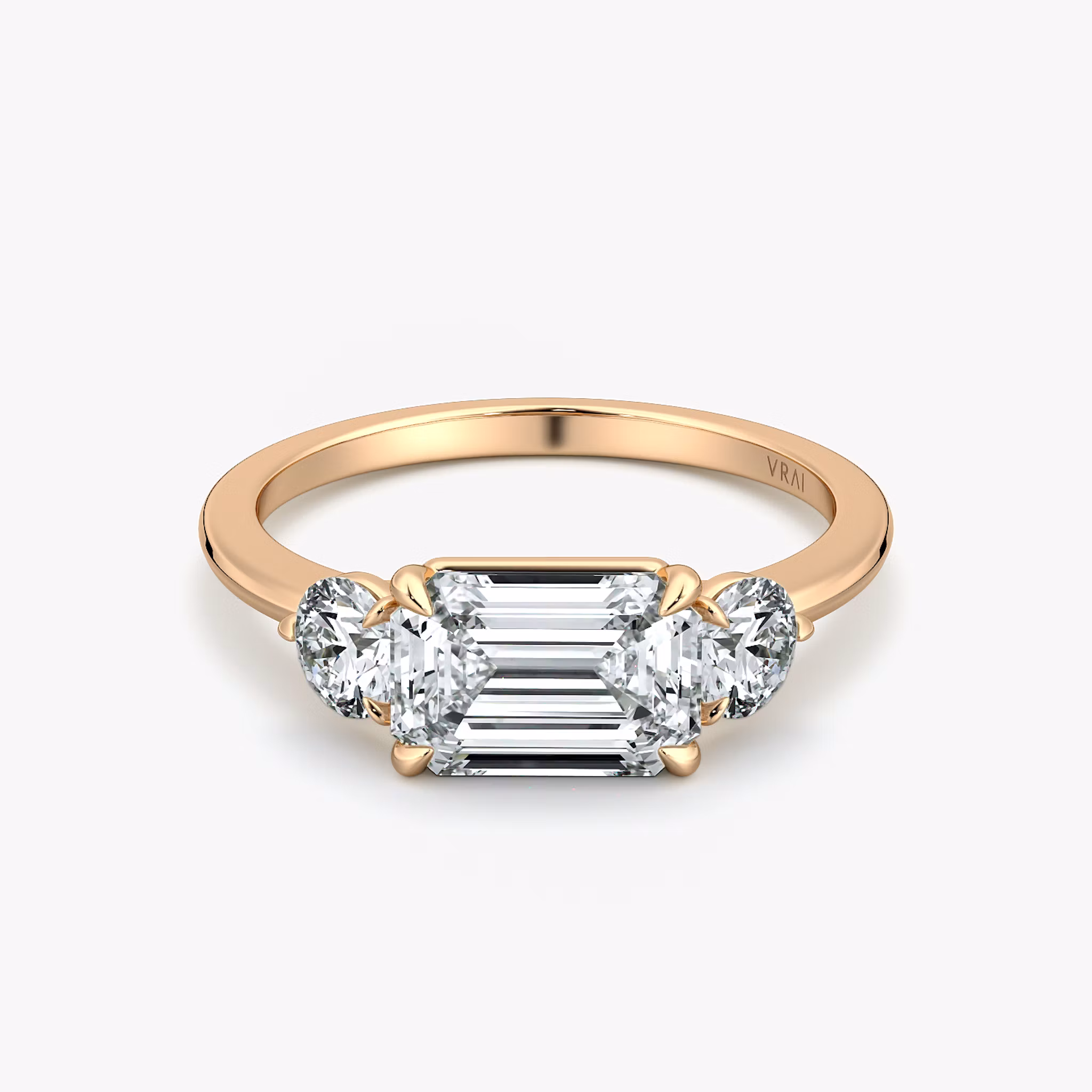Three Stone Emerald | Rose Gold