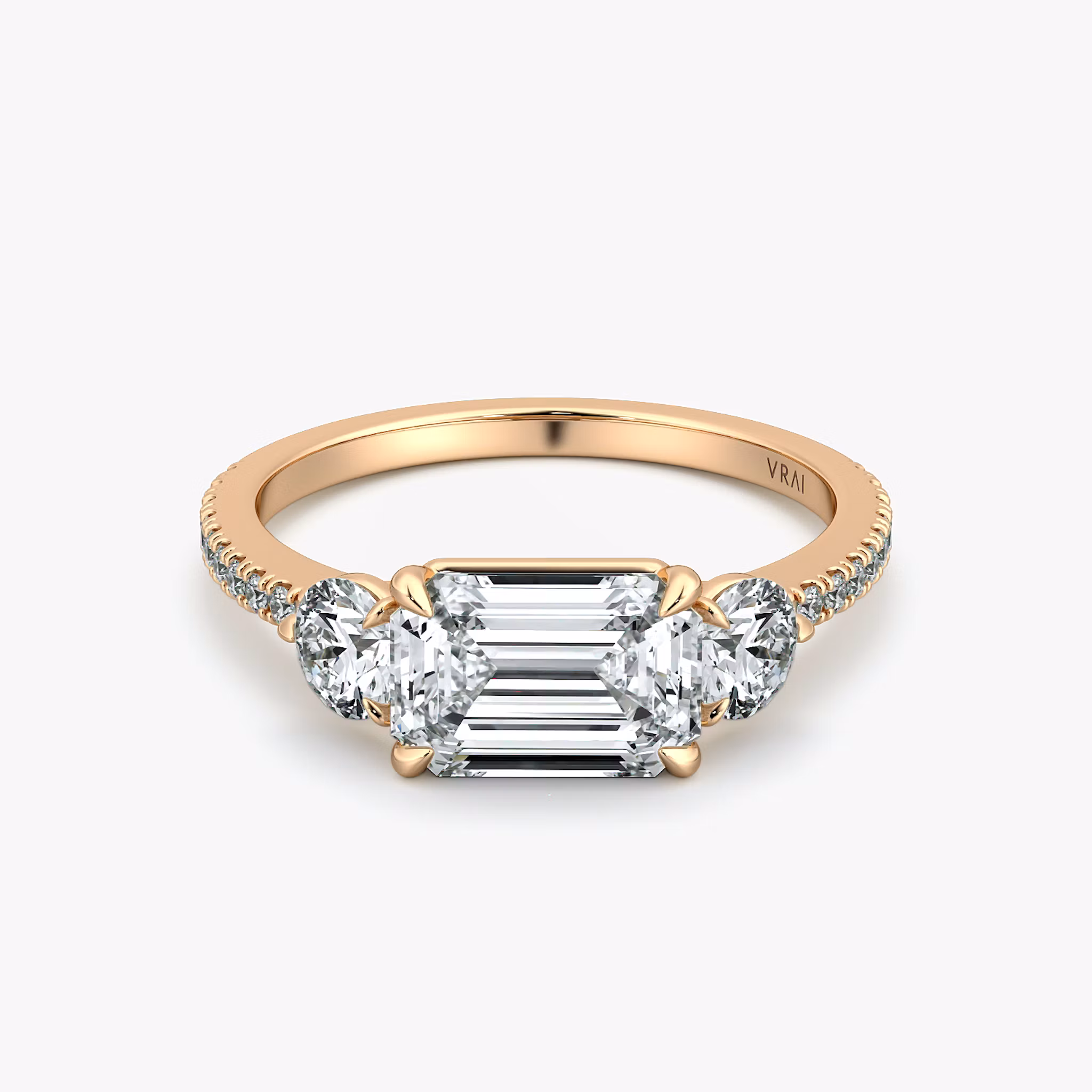Three Stone Emerald | Rose Gold