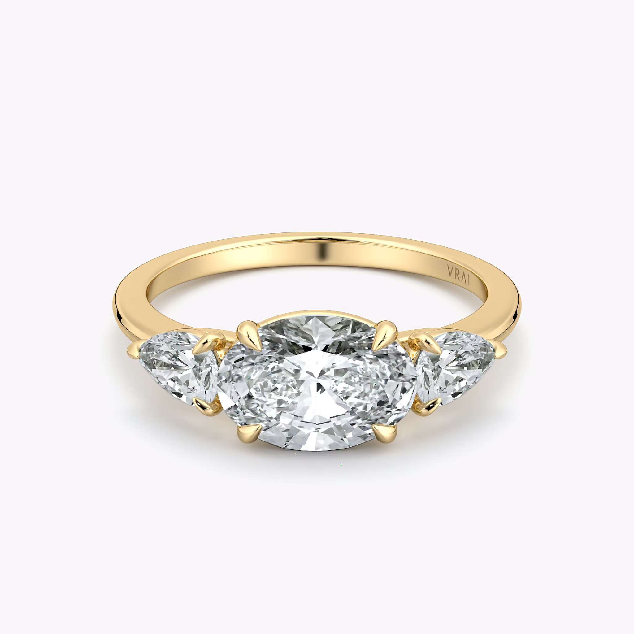 The Three Stone Oval | Yellow Gold