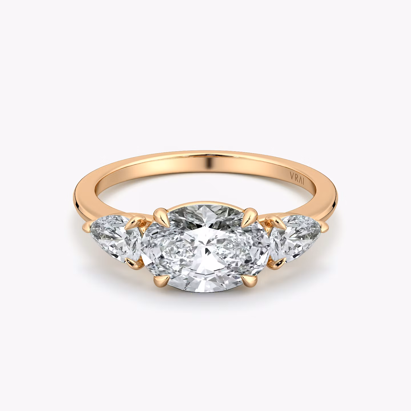 The Three Stone Oval | Rose Gold