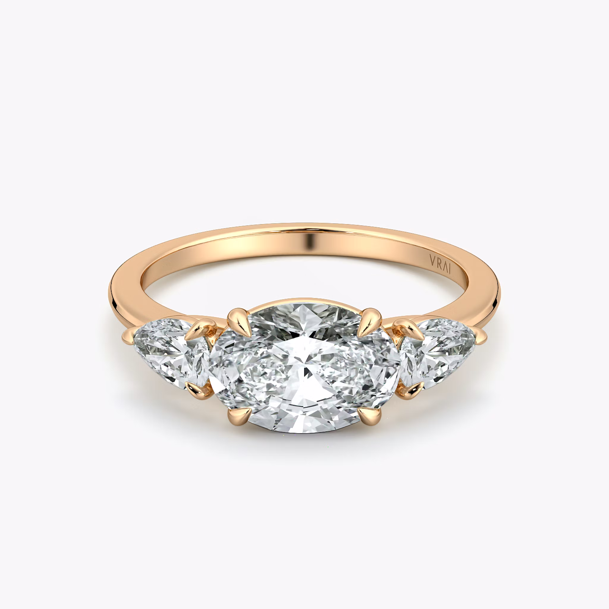 The Three Stone Oval | Rose Gold