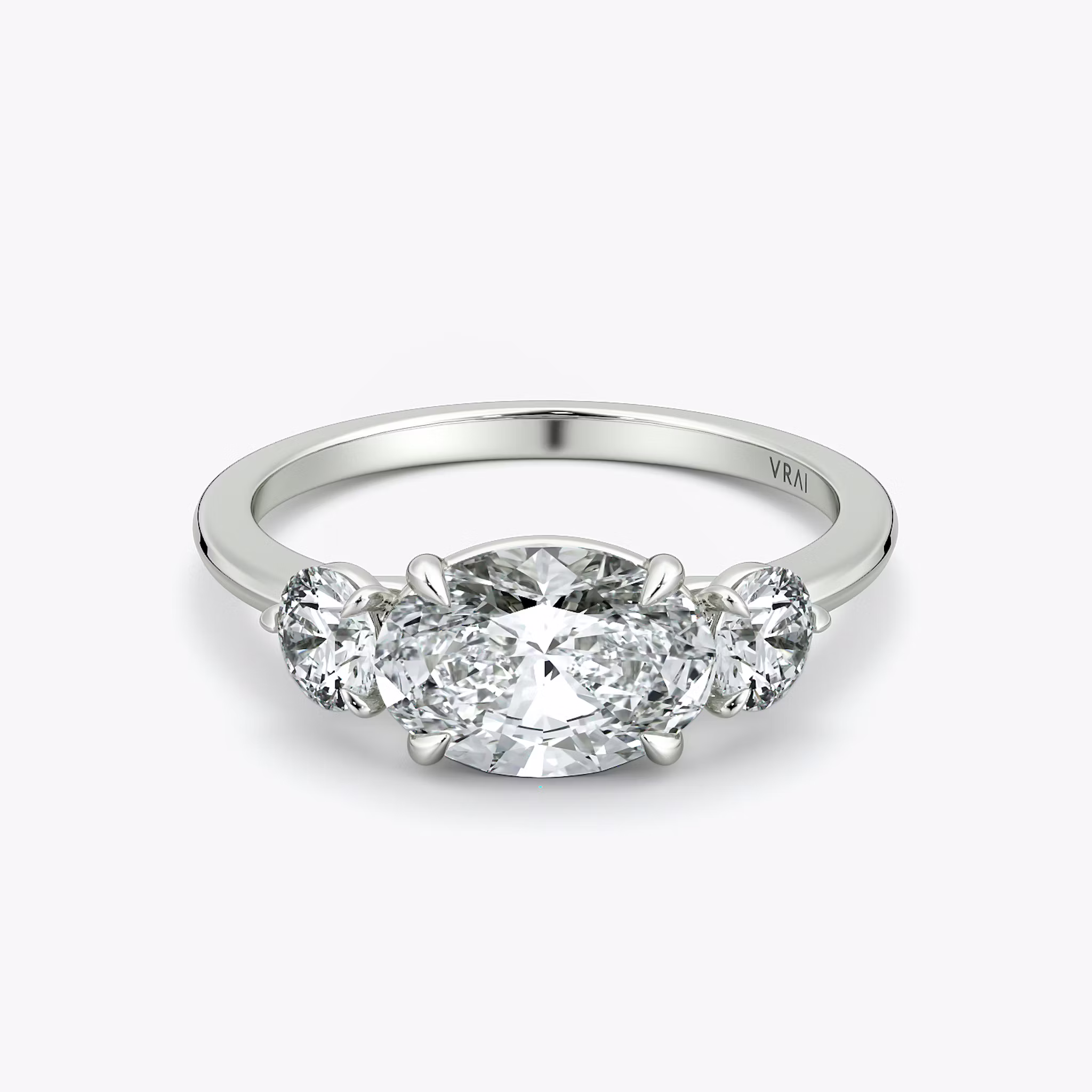 The Three Stone Oval | White Gold