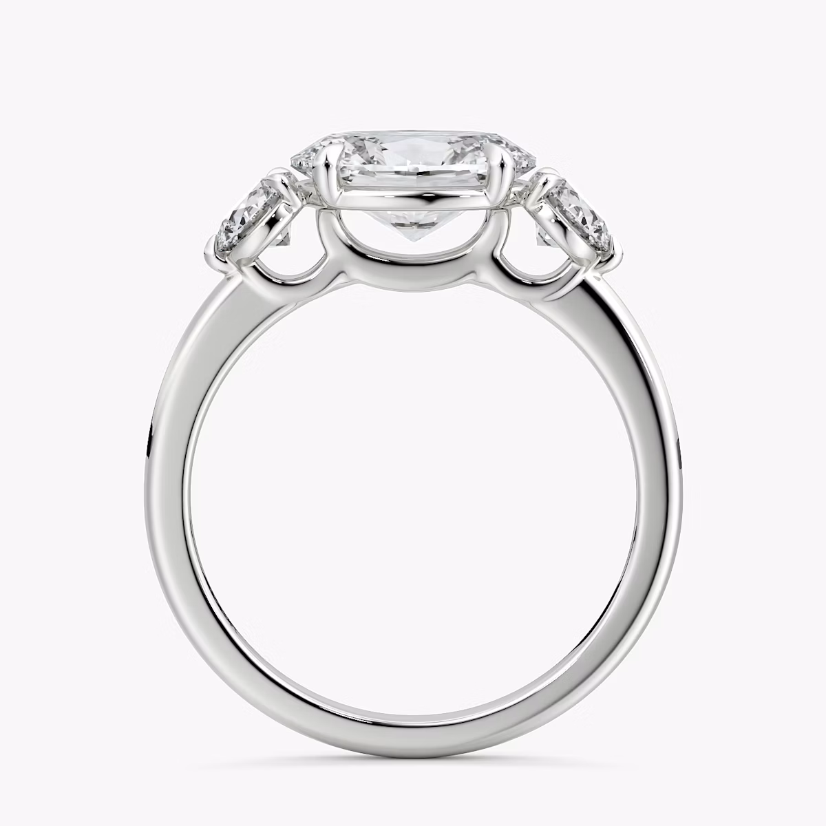 The Three Stone | Oval | Platinum | bandAccent: Plain | diamondOrientation: horizontal | sideStoneCarat: 0.25ct | sideStoneShape: Round Brilliant | caratWeight: other