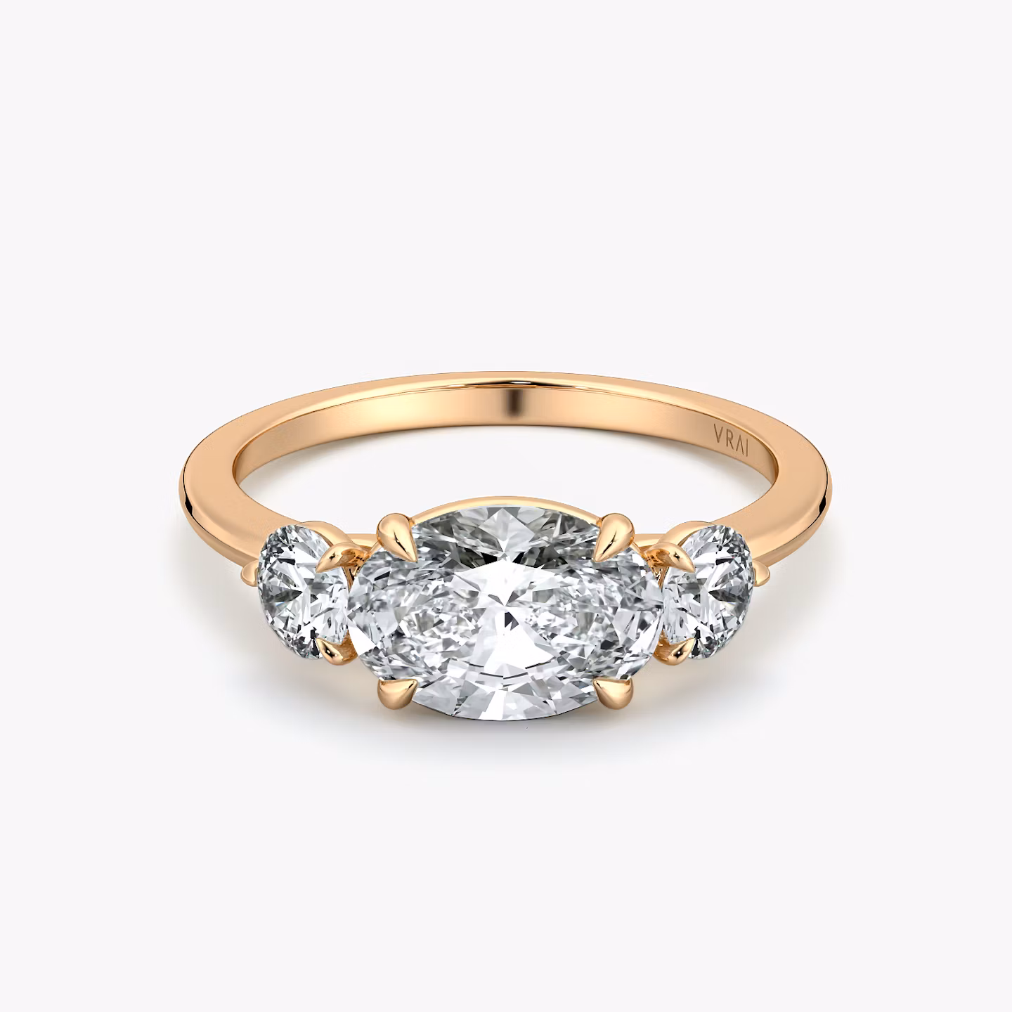 The Three Stone Oval | Rose Gold