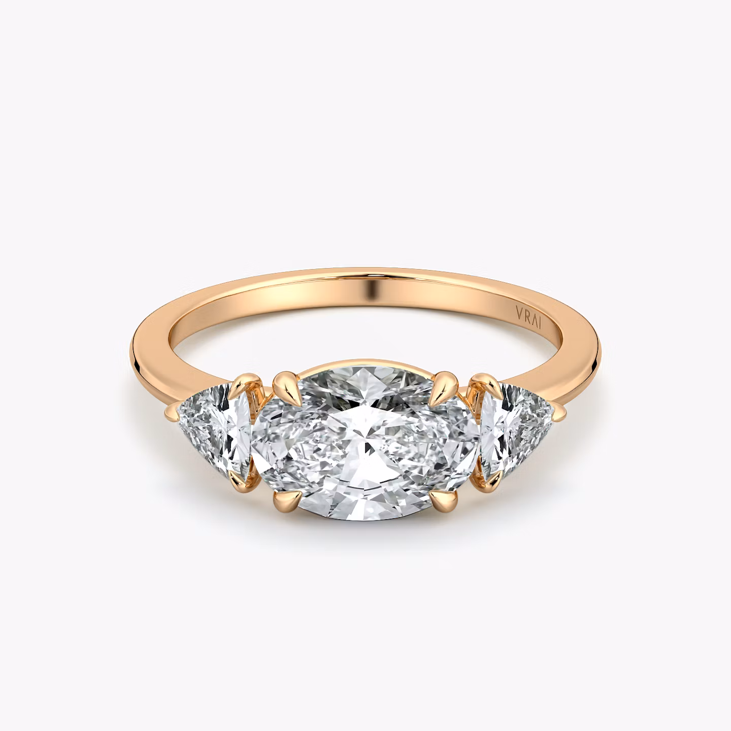 The Three Stone Oval | Rose Gold