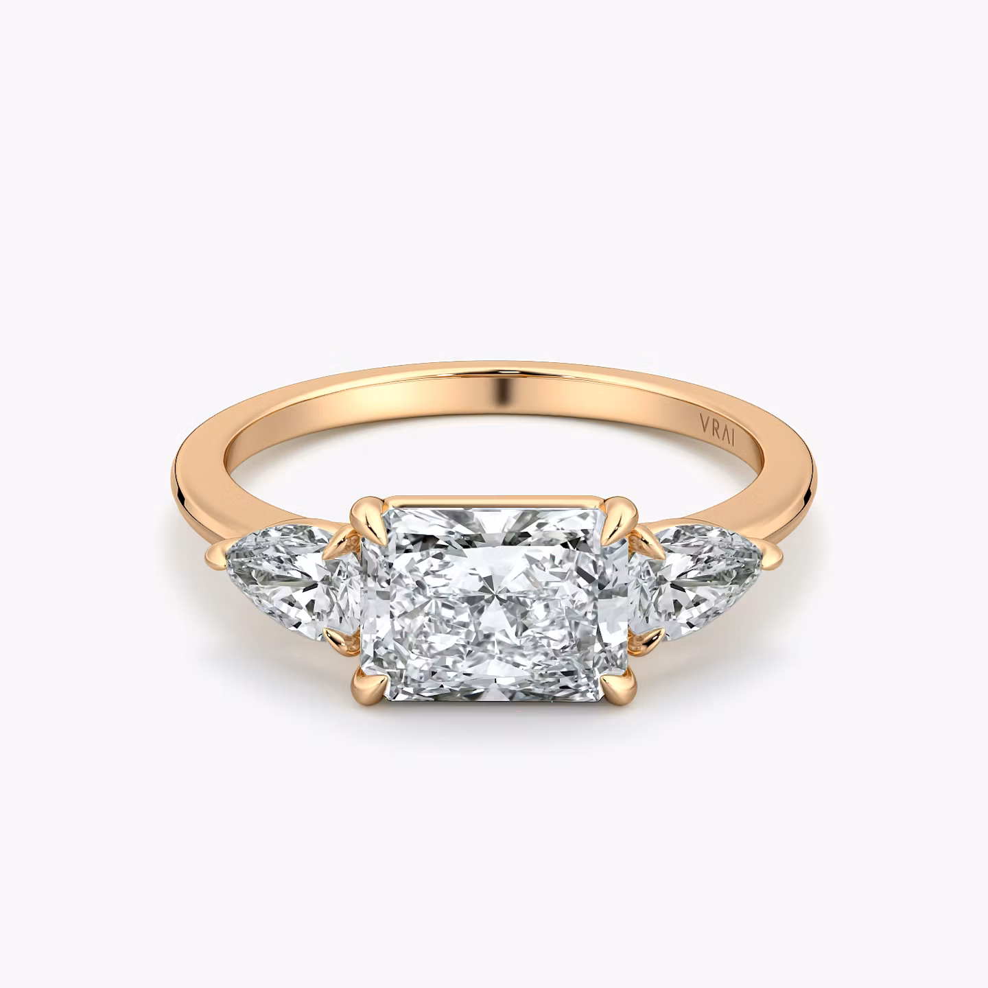 The Three Stone Radiant | Rose Gold