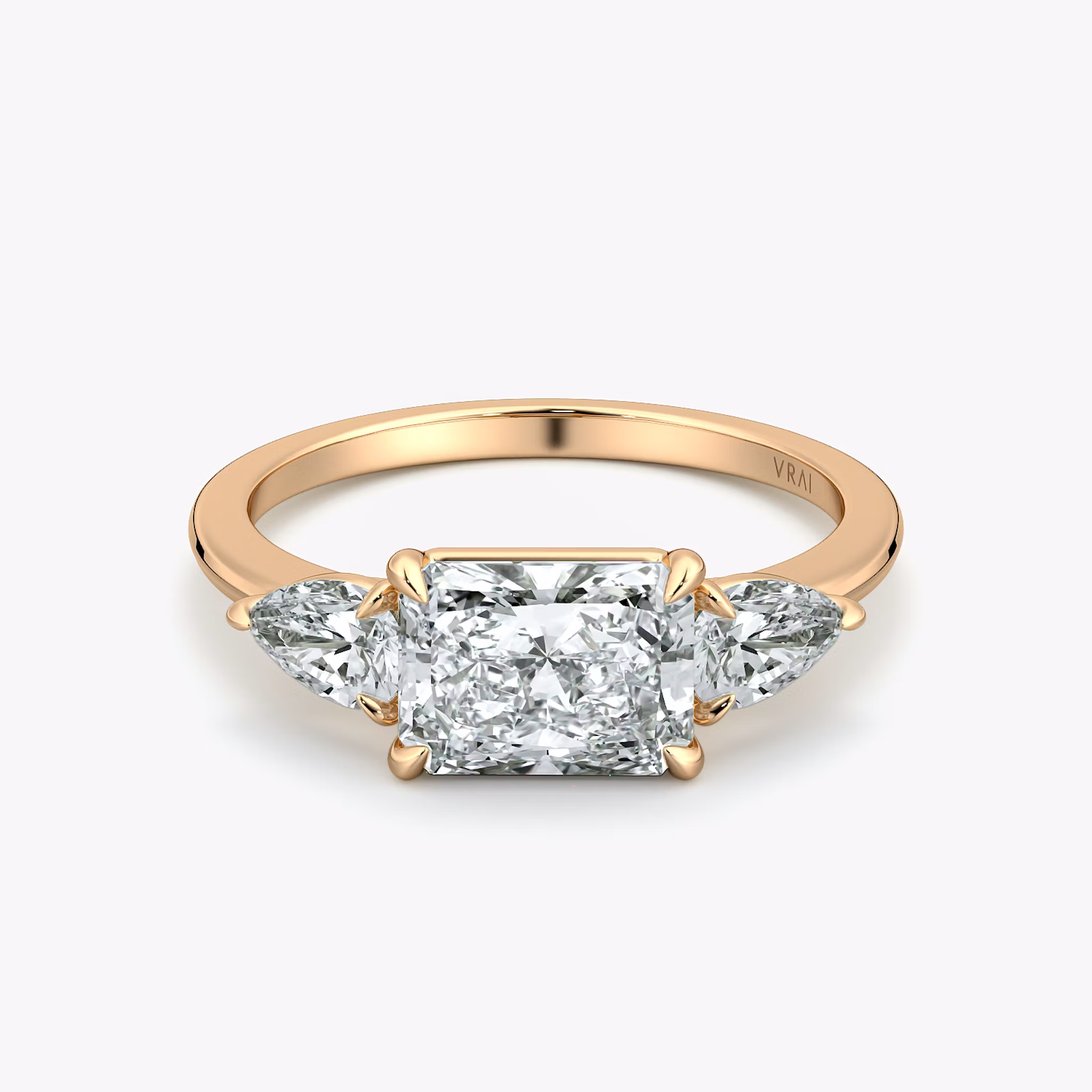 The Three Stone Radiant | Rose Gold