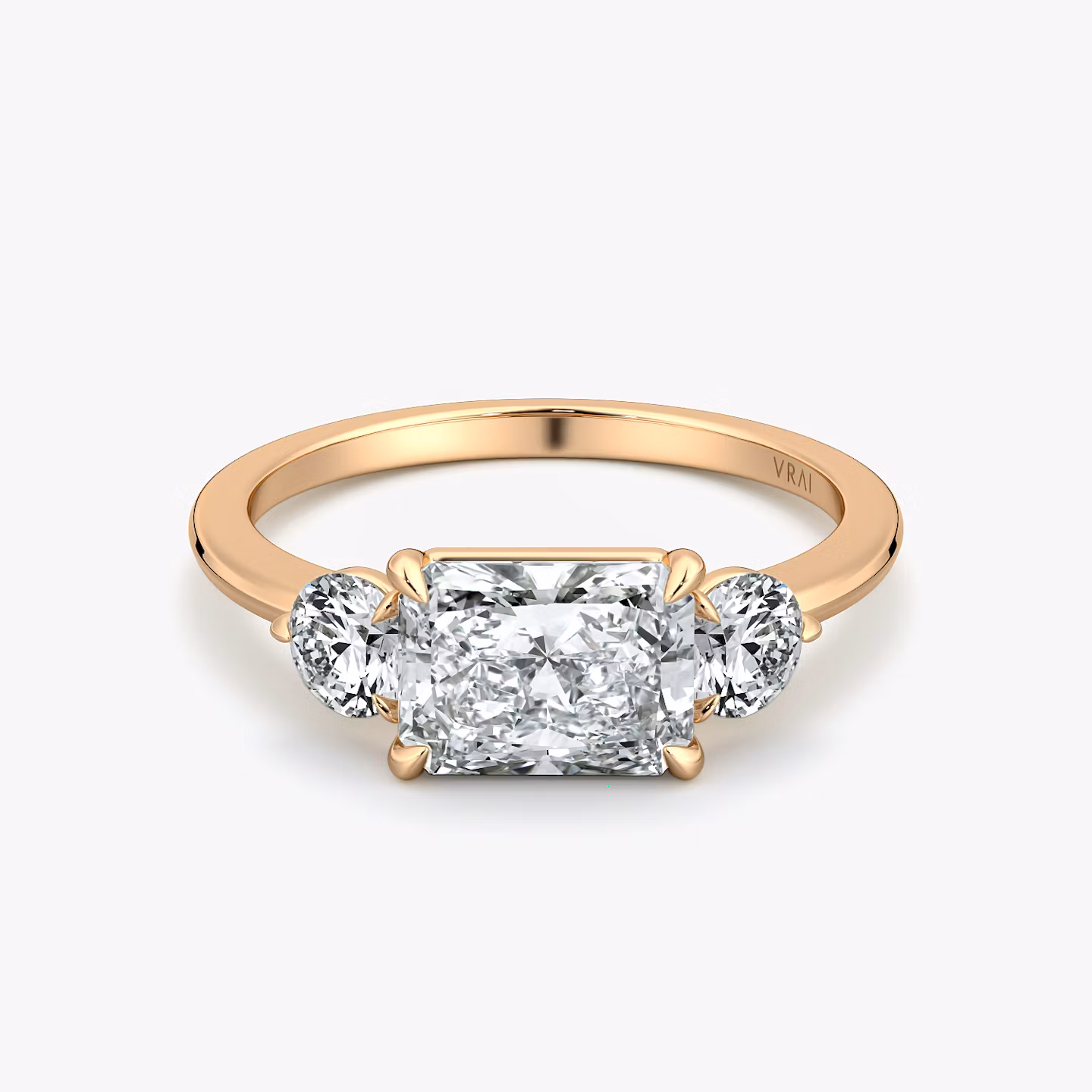 The Three Stone Radiant | Rose Gold