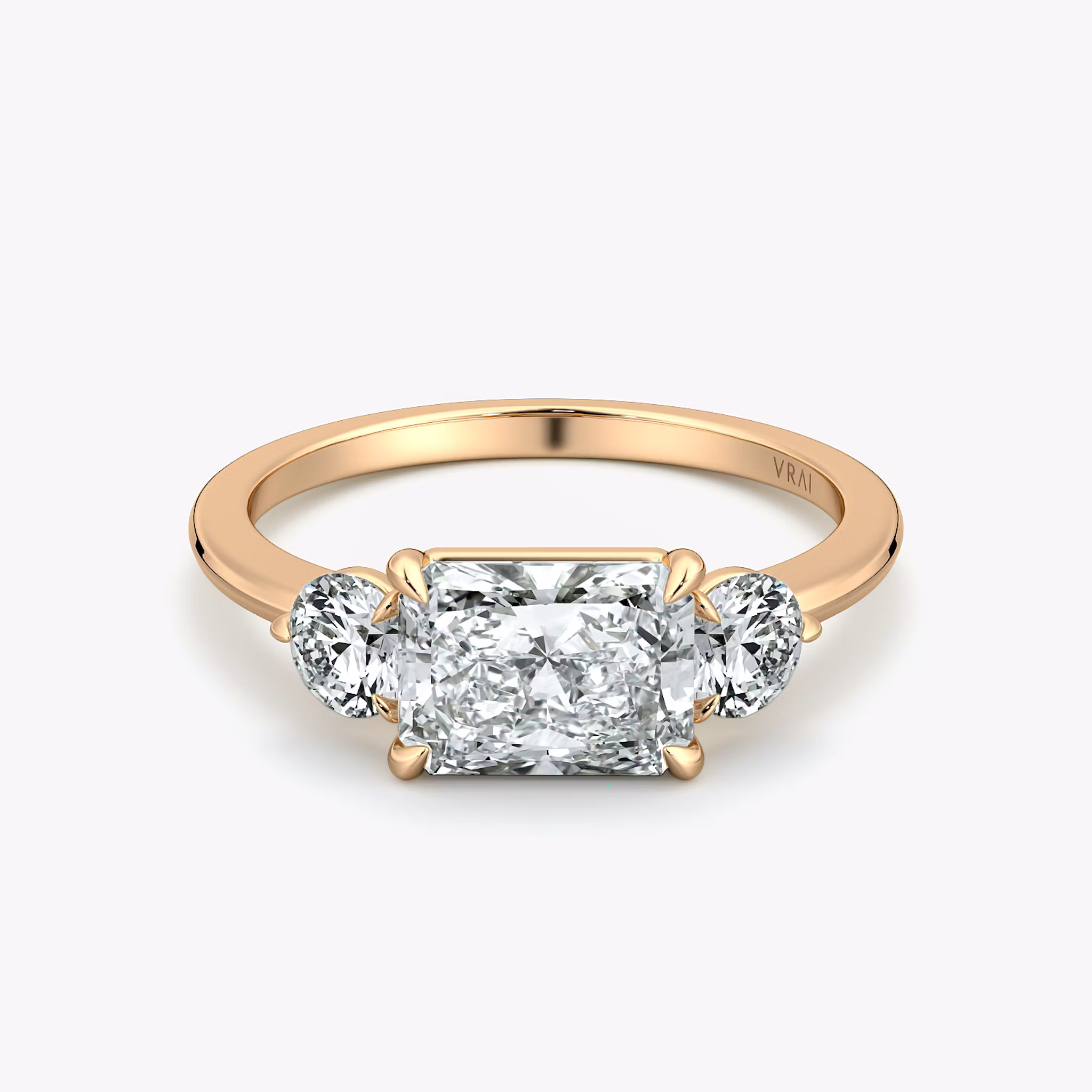 The Three Stone Radiant | Rose Gold