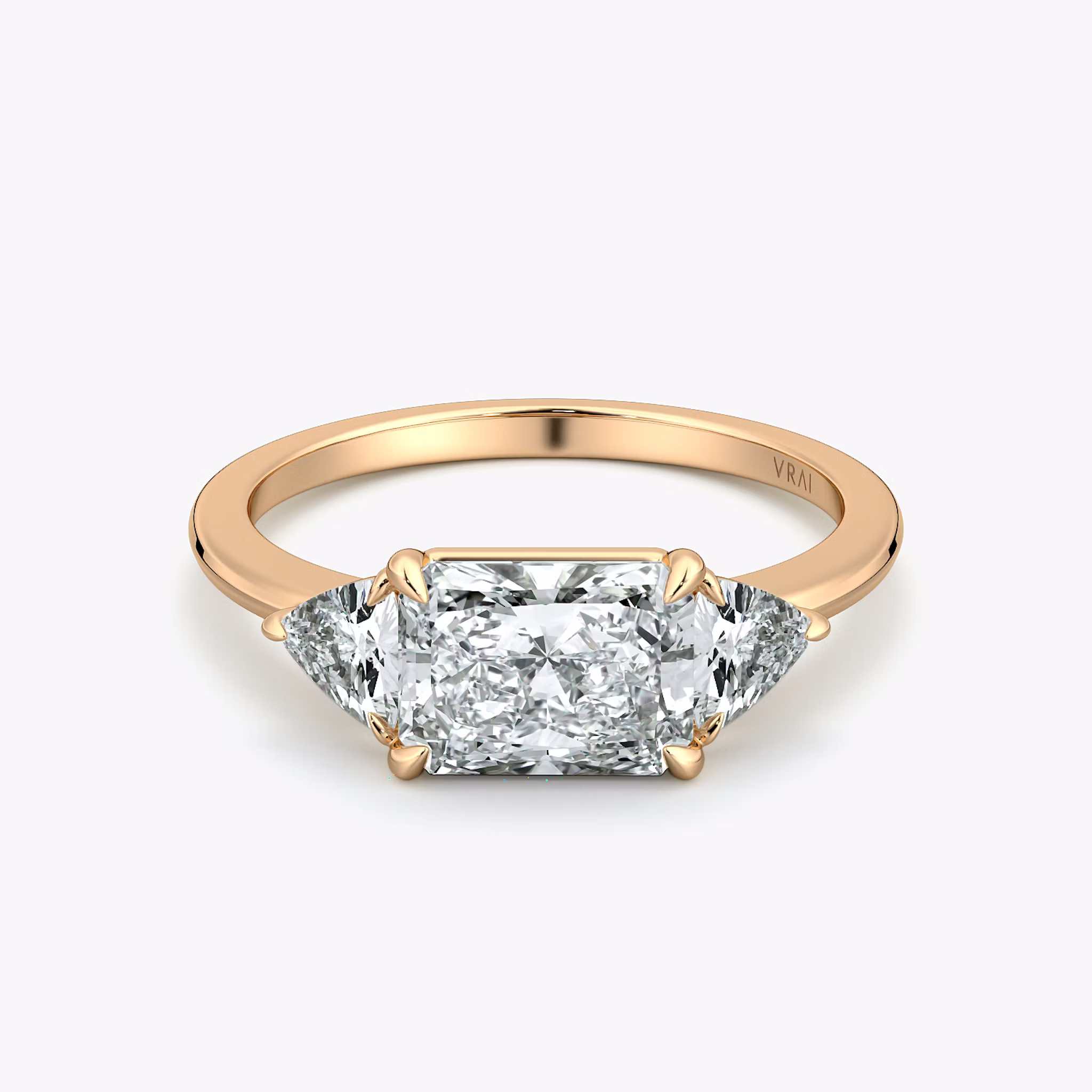 The Three Stone Radiant | Rose Gold