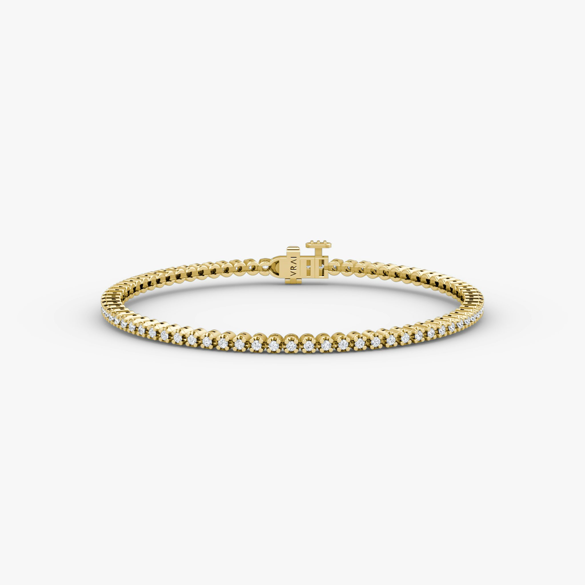 Tiny Tennis Bracelet | Round Brilliant | 14k | Yellow Gold | diamondSize: petite | chainLength: 7