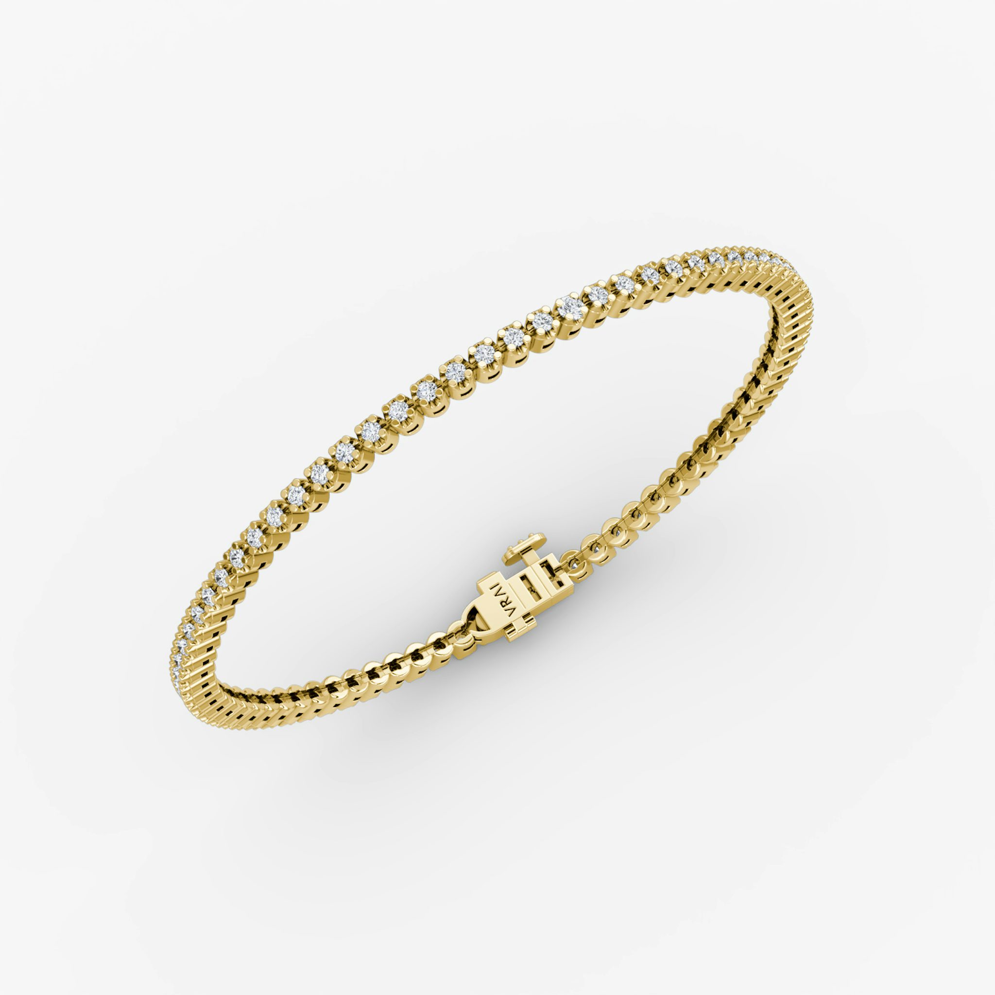 Tiny Tennis Bracelet | Round Brilliant | 14k | Yellow Gold | diamondSize: petite | chainLength: 7