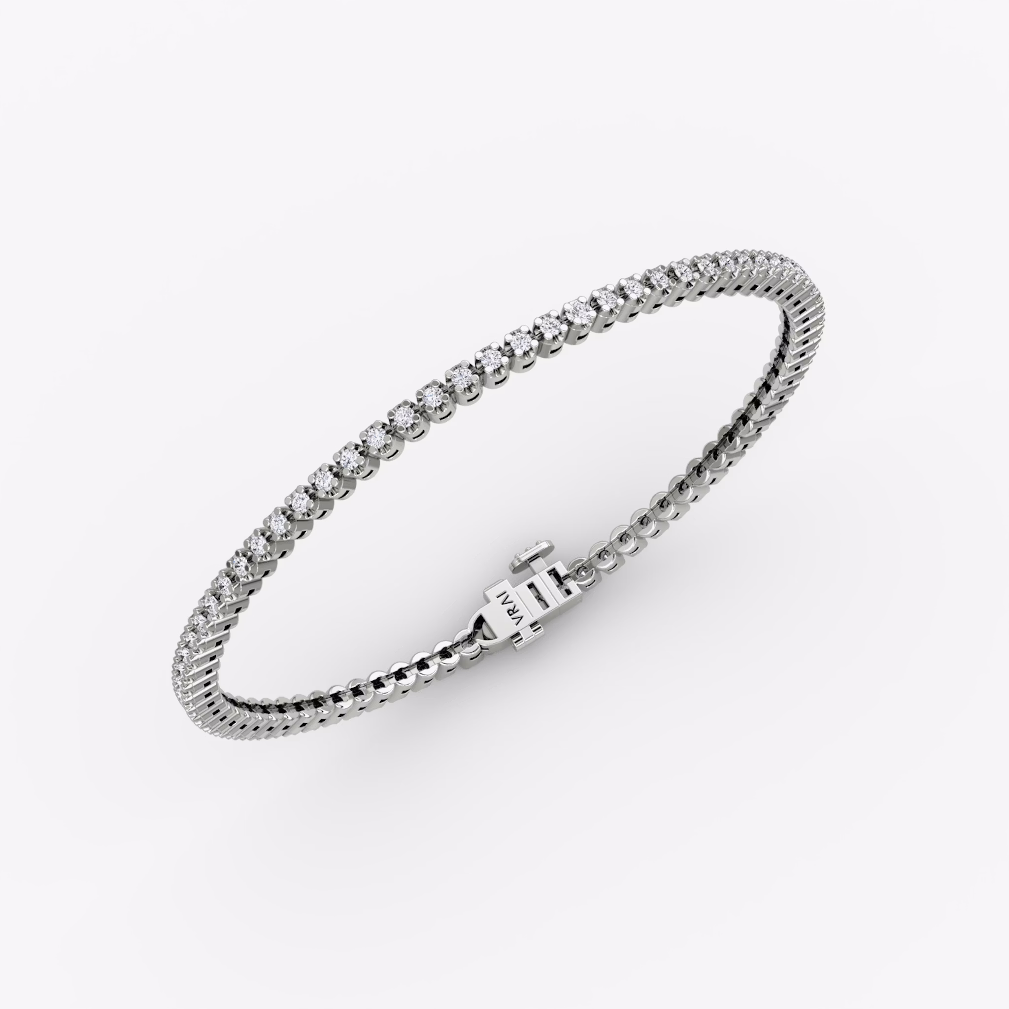 Pulsera Tiny Tennis | Brillante | 14k | Oro blanco | diamondSize: petite | chainLength: 7.5