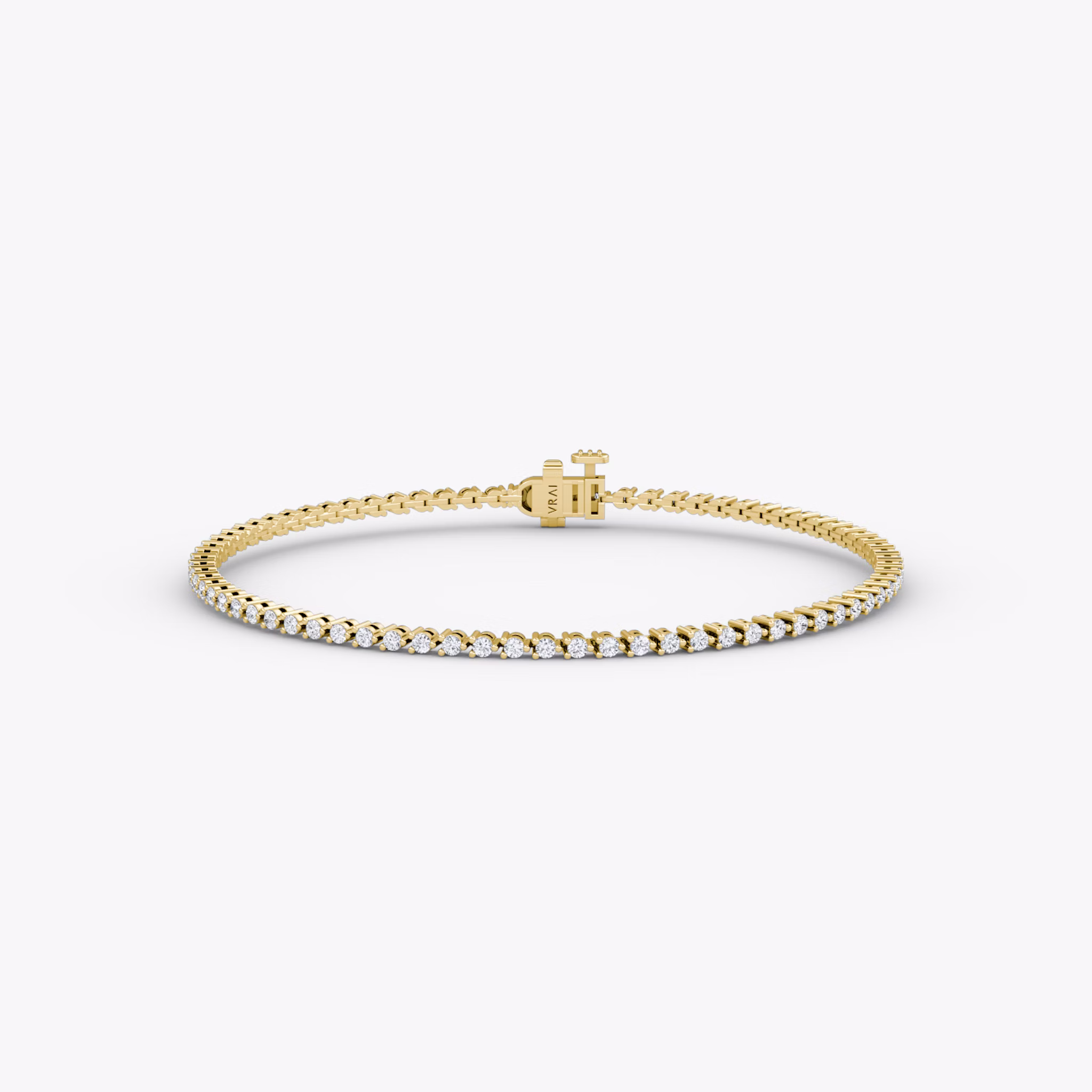 Tiny Tennis Bracelet | Round Brilliant | 14k | Yellow Gold | diamondSize: original | chainLength: 6