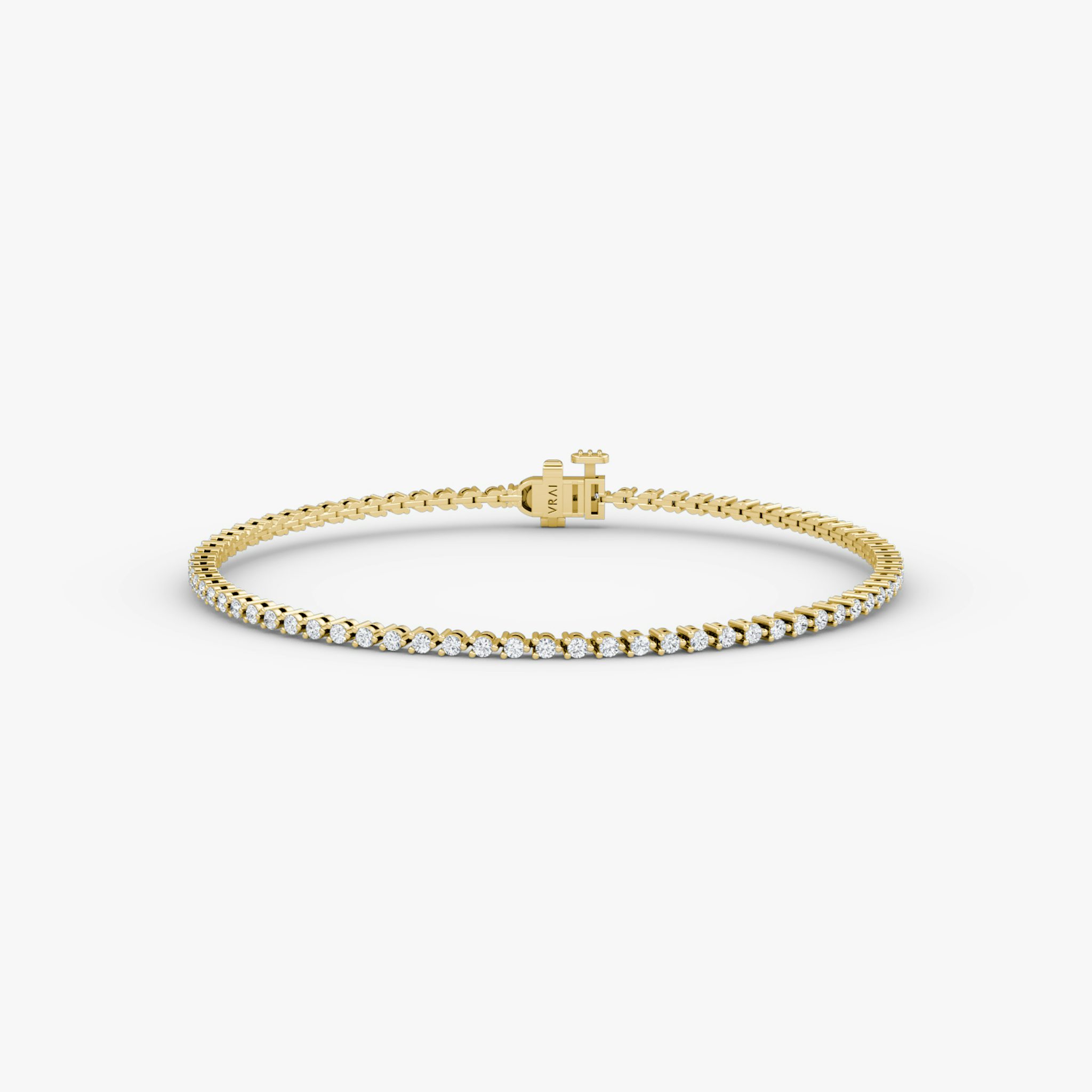 Tiny Tennis Bracelet | Round Brilliant | 14k | Yellow Gold | diamondSize: original | chainLength: 6