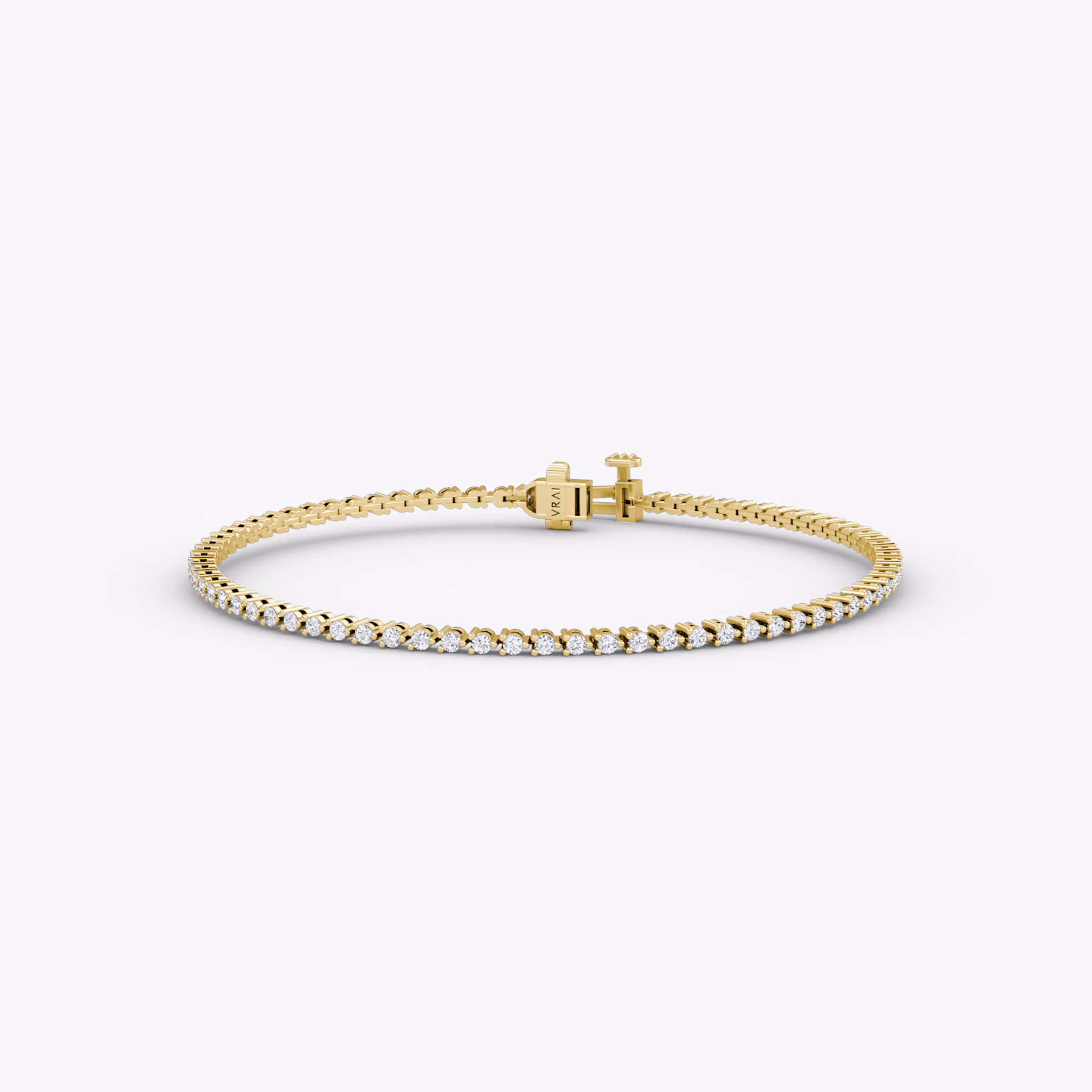 Tiny Tennis Bracelet | Round Brilliant | 14k | Yellow Gold | diamondSize: original | chainLength: 6