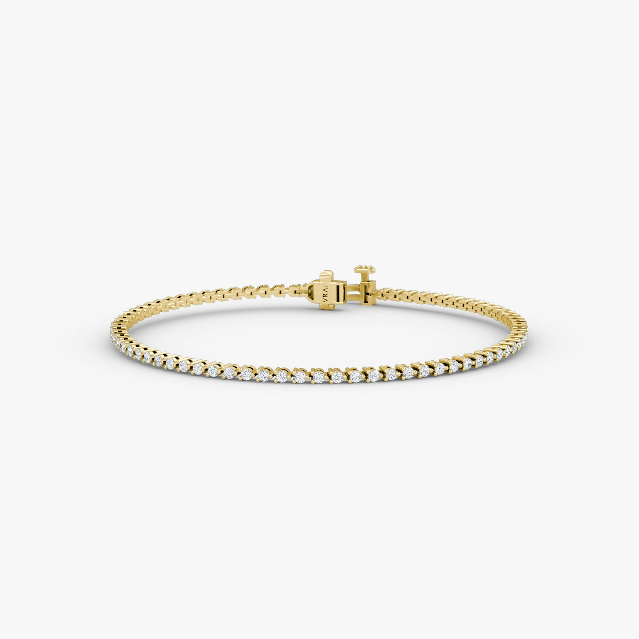 Tiny Tennis Bracelet | Round Brilliant | 14k | Yellow Gold | diamondSize: original | chainLength: 6